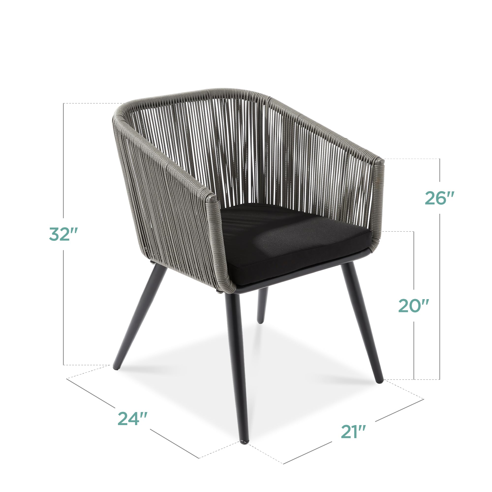 Juego de 2 sillas de comedor de patio, juego de asientos al aire libre para patio trasero, piscina, balcón, uso interior con diseño de mimbre tejido, capacidad de peso de 250 7