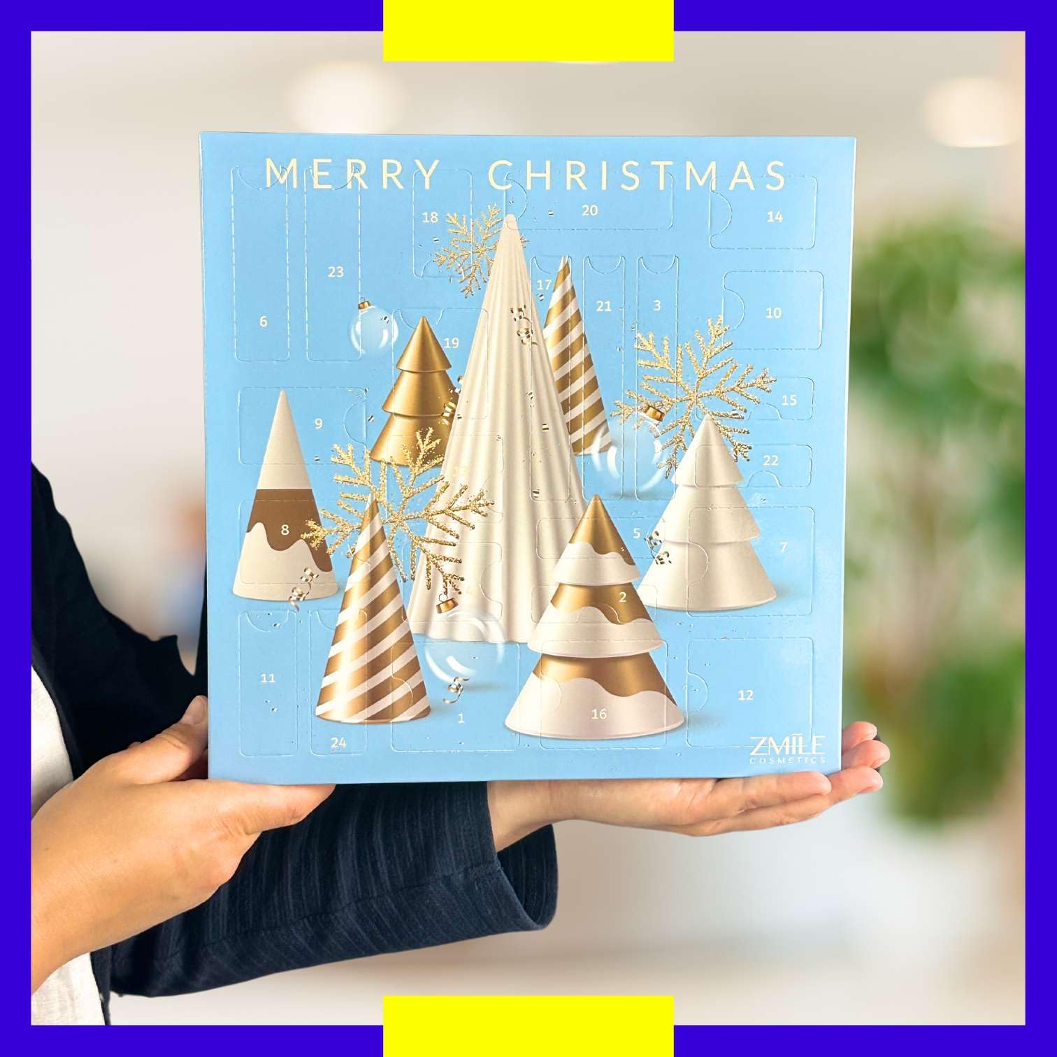ZMILE COSMETICS Beauty kalendarz adwentowy "3D Christmas Trees" – 24 niespodzianki do makijażu i stylizacji w tradycyjnym kalendarzu adwentowym z drzwiczkami z wegańskimi kosmetykami