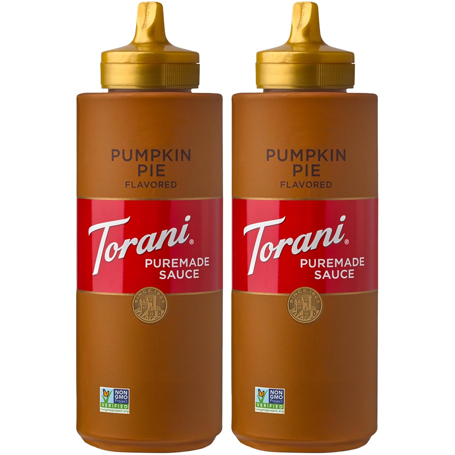 Torani Puremade Pumpkin Pie Sauce 2-Pack, 16.5 oz Ea - Creamy Spicy Flavor for Lattes, Desserts & Coffee Drinks