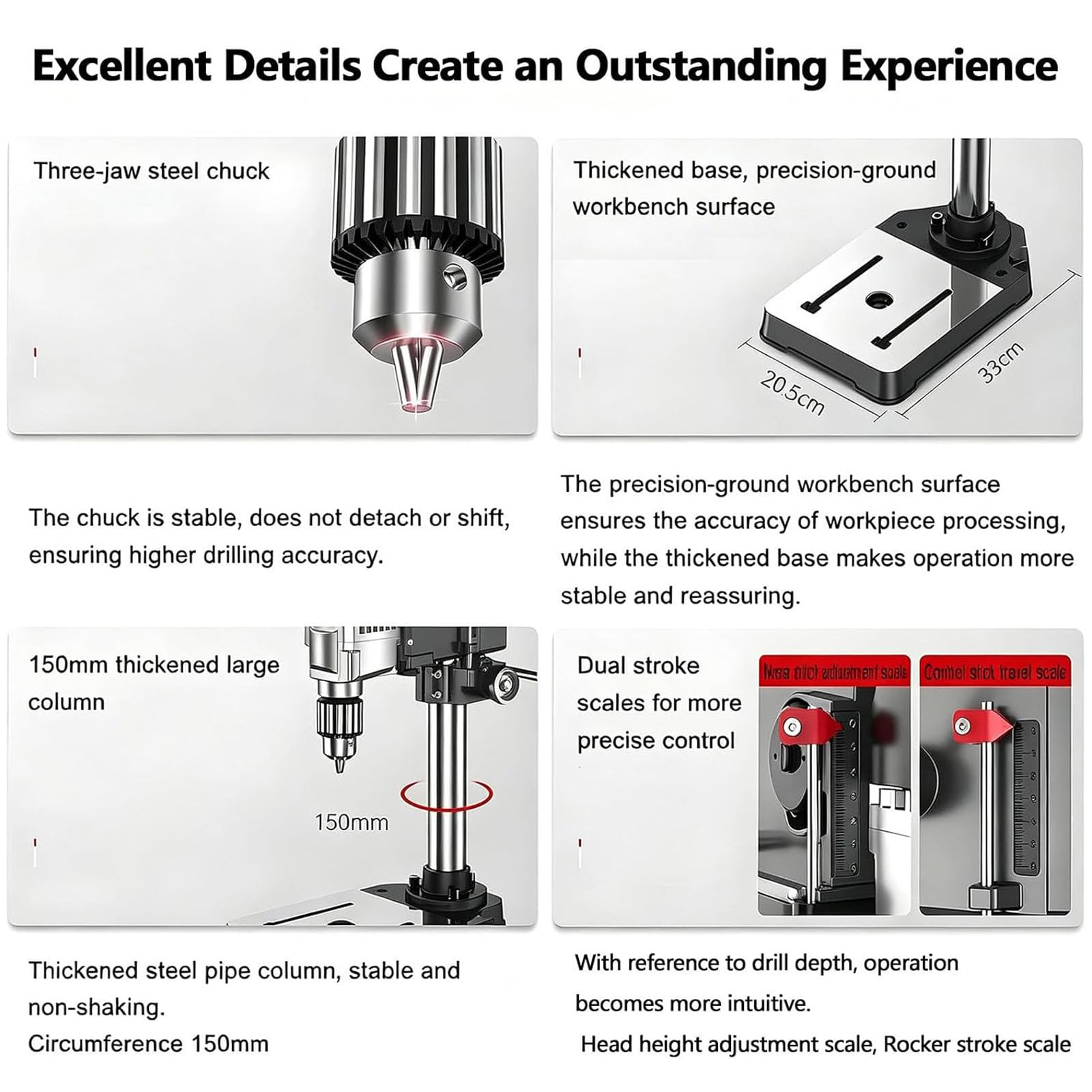 PixCy Taladro Columna para Taladrado,6-Speed Micro Precision Column Drill