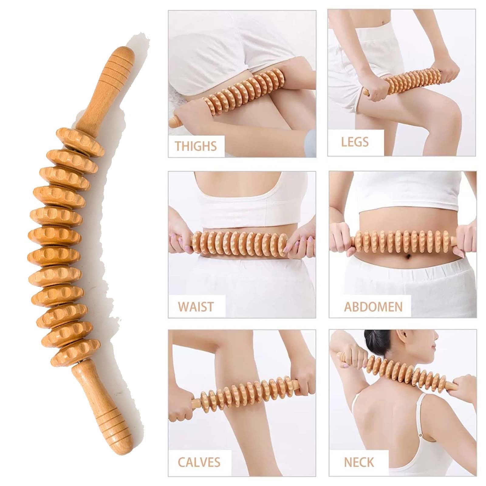 Gua Sha Set di 4 rulli massaggianti in legno, Gua Sha massaggiatore per collo, gambe, occhi, schiena e corpo, sollievo dal dolore e rilassamento, maderoterapia