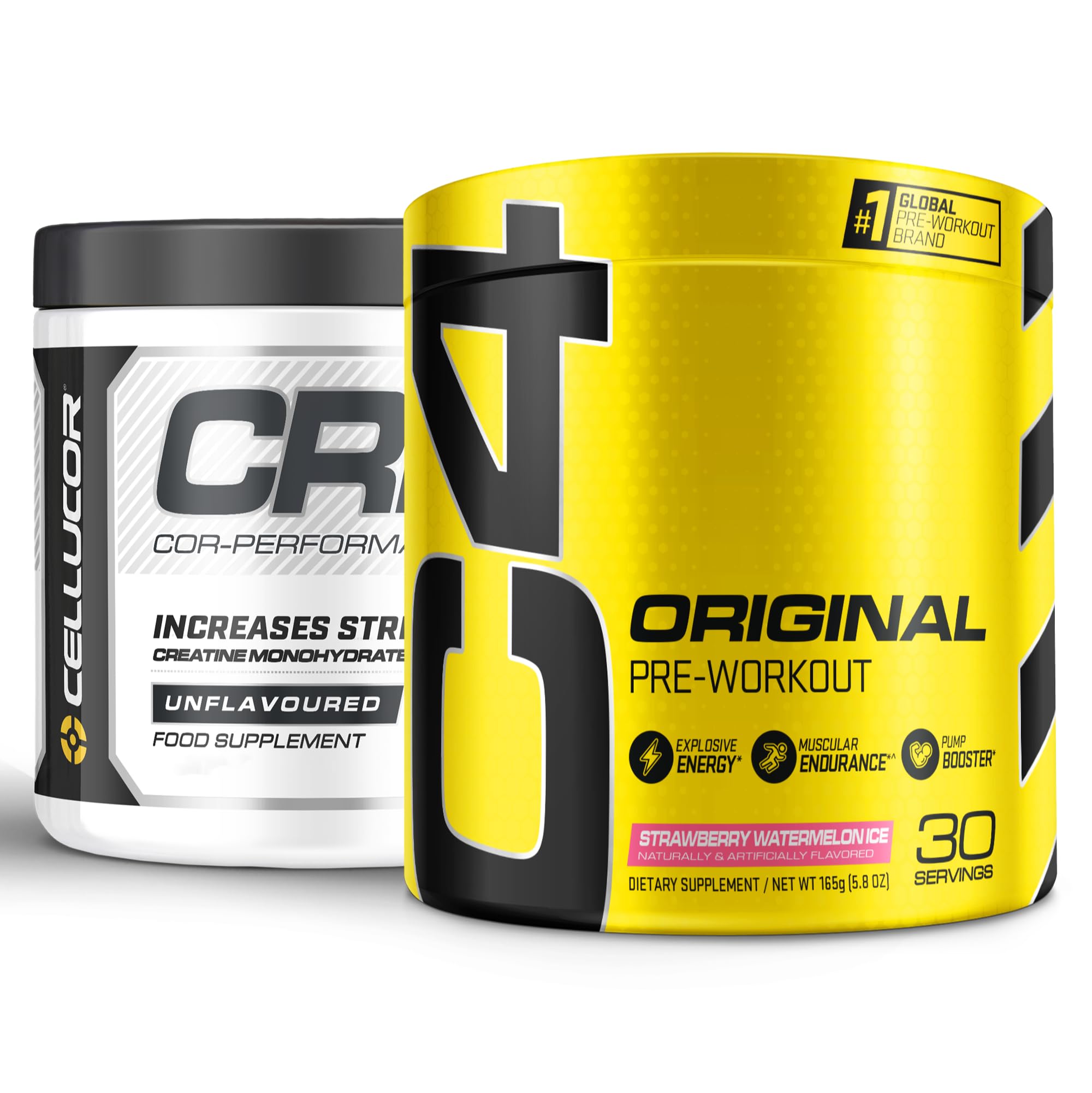 Cellucor Pre Workout & Creatine Bundle, C4 Original Pre Workout Powder, Strawberry Watermelon, 30 Servings + Cor Performance Creatine Powder, 72 Servings