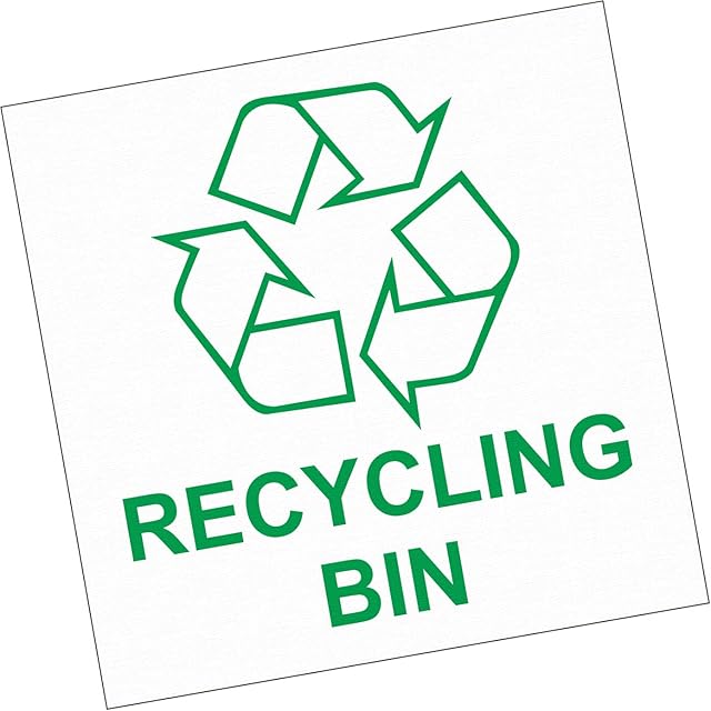 Sticker - Warning - 5X Recycling Bin Self-Adhesive Sticker - Recycle Logo Sign - Environment Label 3,93x3,93 in - Vinyl - for Your Safety - Company - School - Kindergarten - Office - Factory