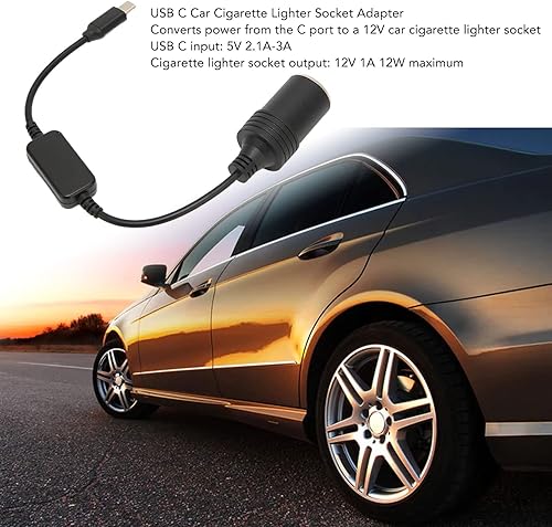 Miniatura 2 de Convertidor de cable USB C a encendedor de cigarrillos de coche, adaptador de cigarrillos macho de 12 V, enchufe PD, enchufe de cigarrillo, cable de