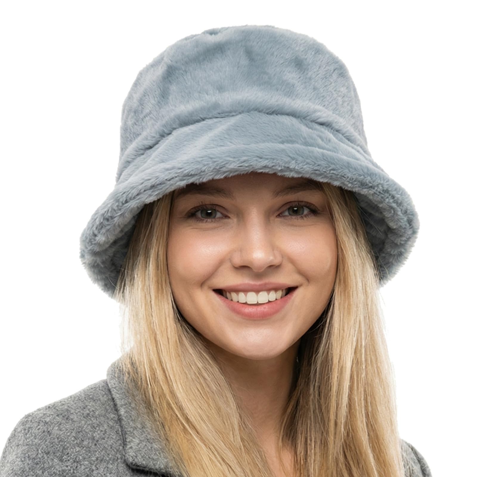 HIQIU Winter Fischermütze Fuzzy Eimer Hut Flauschig Pelzige Warme Fischerhut für Damen