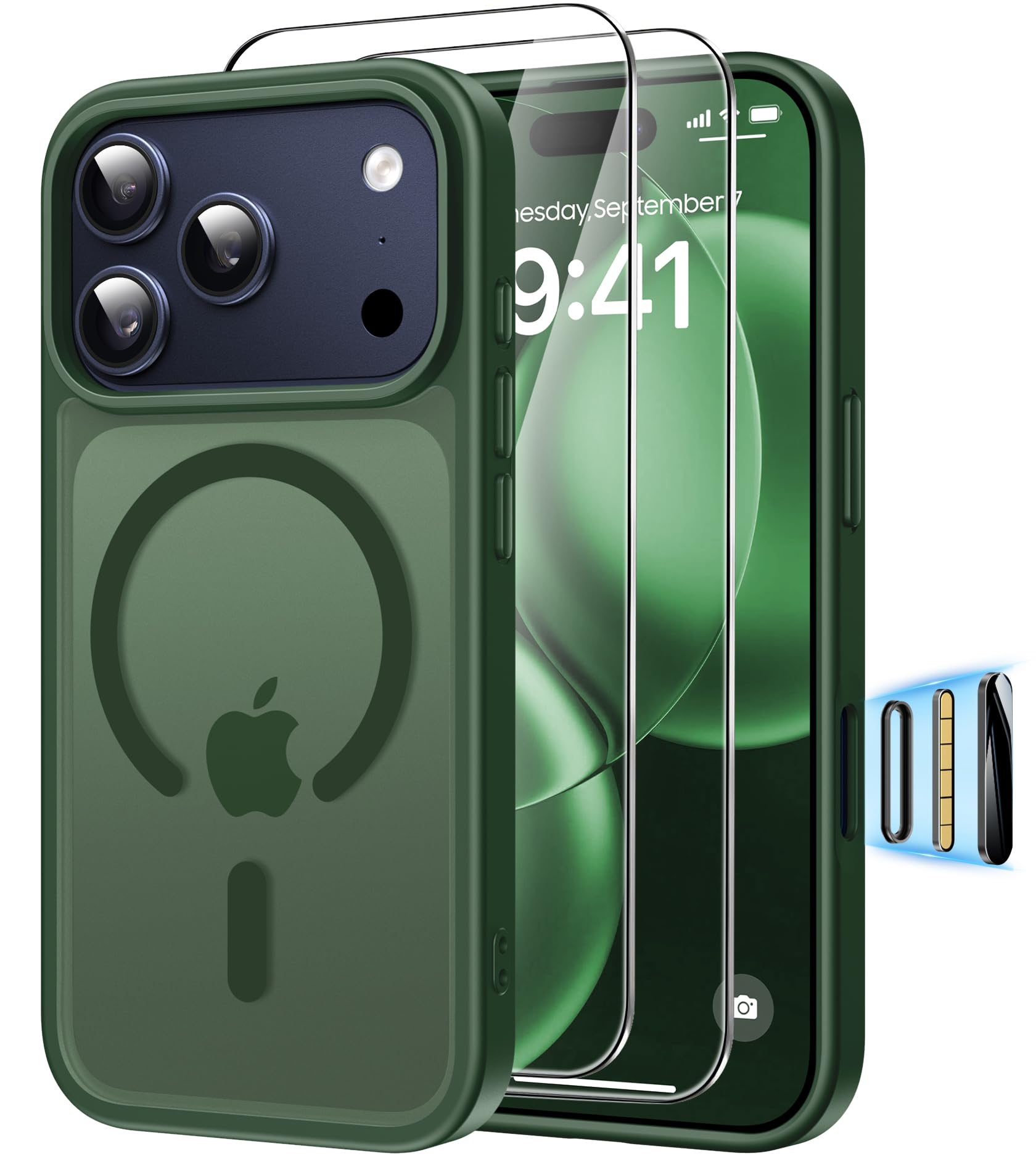 Magnética Funda para iPhone 17 Pro Compatible MagSafe con 2 Cristal Templado, Control de Cámara, Protección Carcasa Antigolpes Anti-Amarillo Tapa Case iPhone 17 Pro, Transparente — view 18