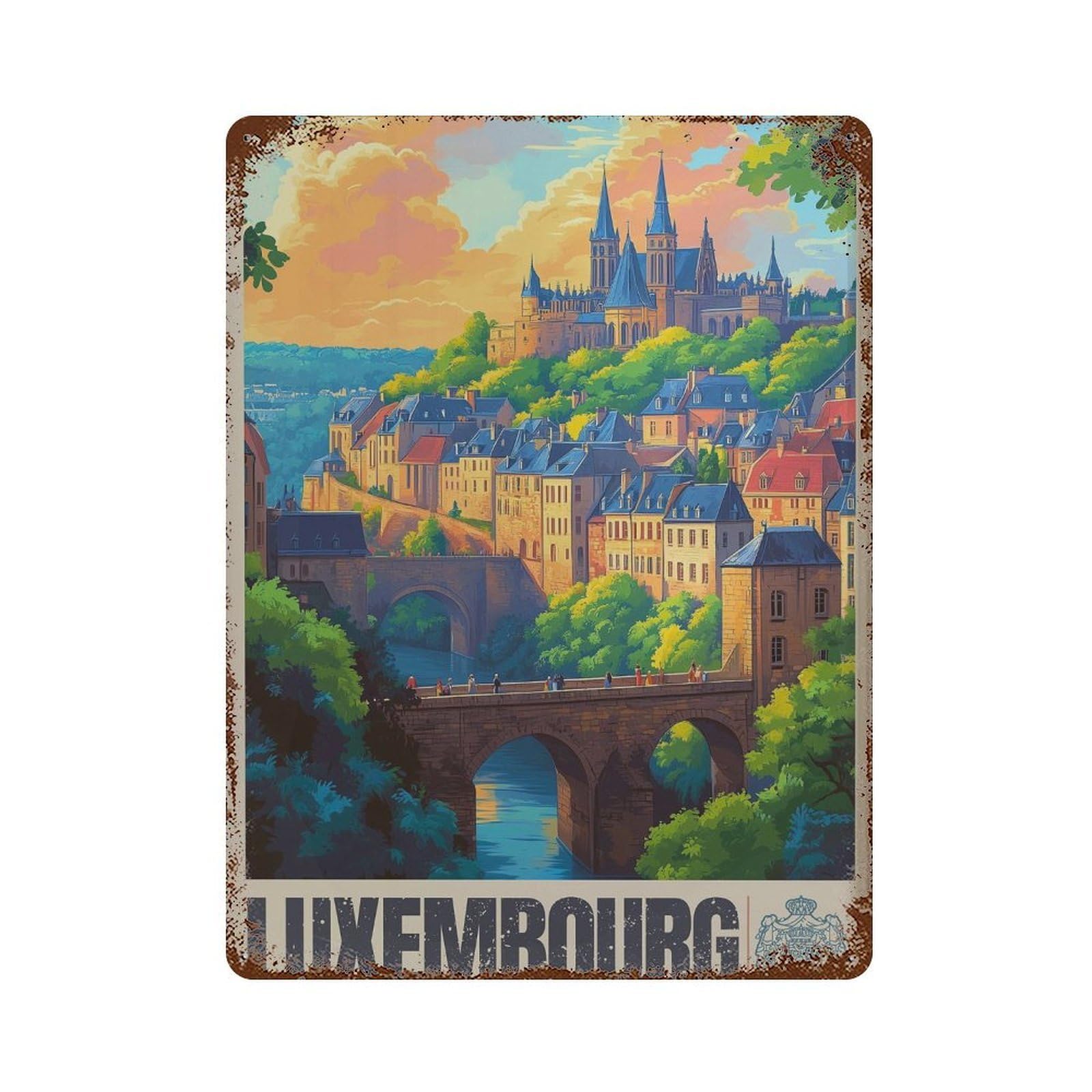 xiaoxiaoshen Luxembourg Cityscape Travel Europe (2) Wall Decor Art Metal Tin Poster Modern Home Decor Art Home Bar Shop Decorations Vintage Sign 40x30cm