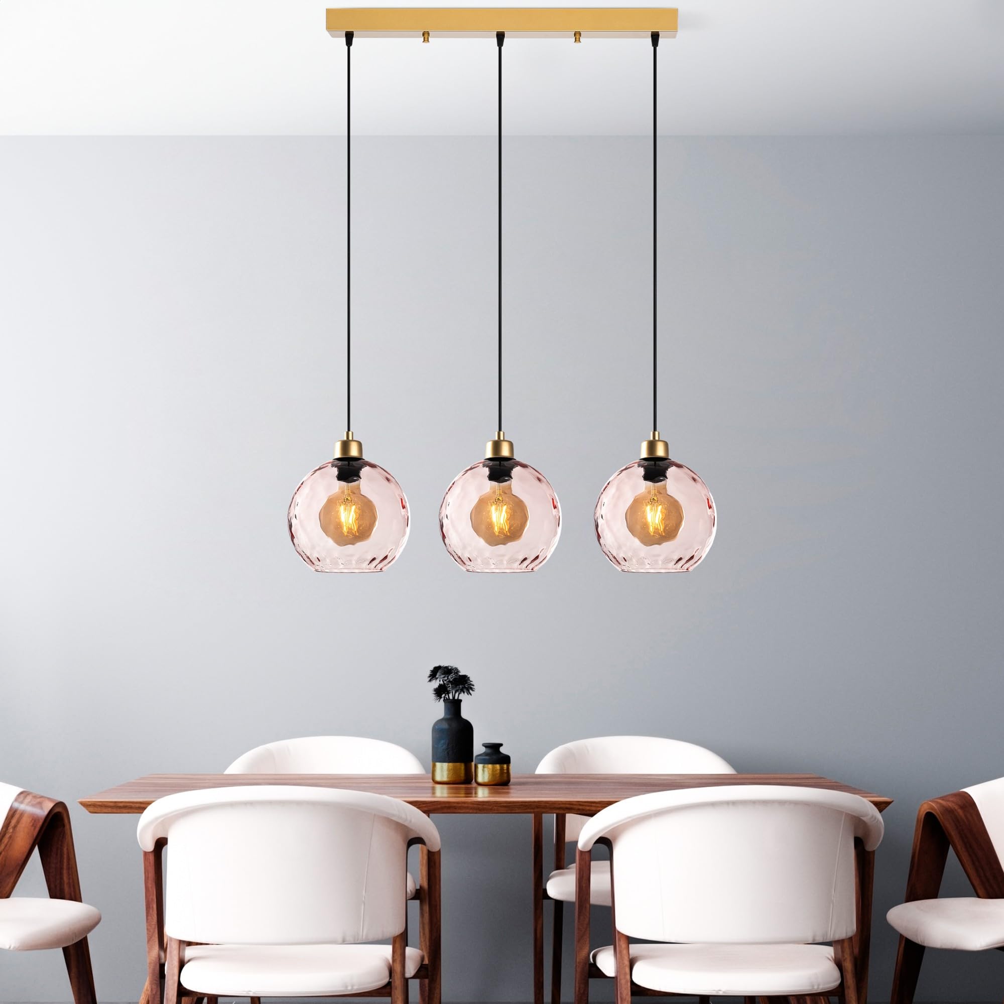 Lustre rose moderne suspension métal réglable 3xE27 salon cuisine