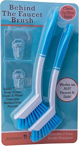El cepillo detrás del grifo! Limpia áreas difíciles de alcanzar en tu cocina y baño. Limpia fácilmente los residuos de agua y jabón alrededor del