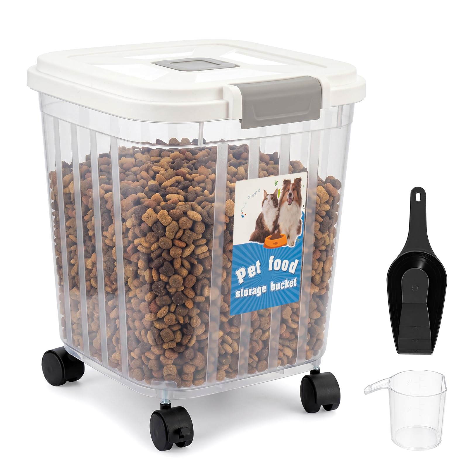 evergoods Pet Food Storage Container Airtight Rolling Dispenser Bin