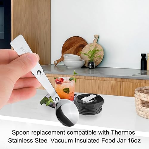 Miniatura 3 de 2 cucharas plegables para THERMOS FUNTAINER - Tarro de comida de 16 onzas, cuchara de repuesto de acero inoxidable Staninless plegable de metal