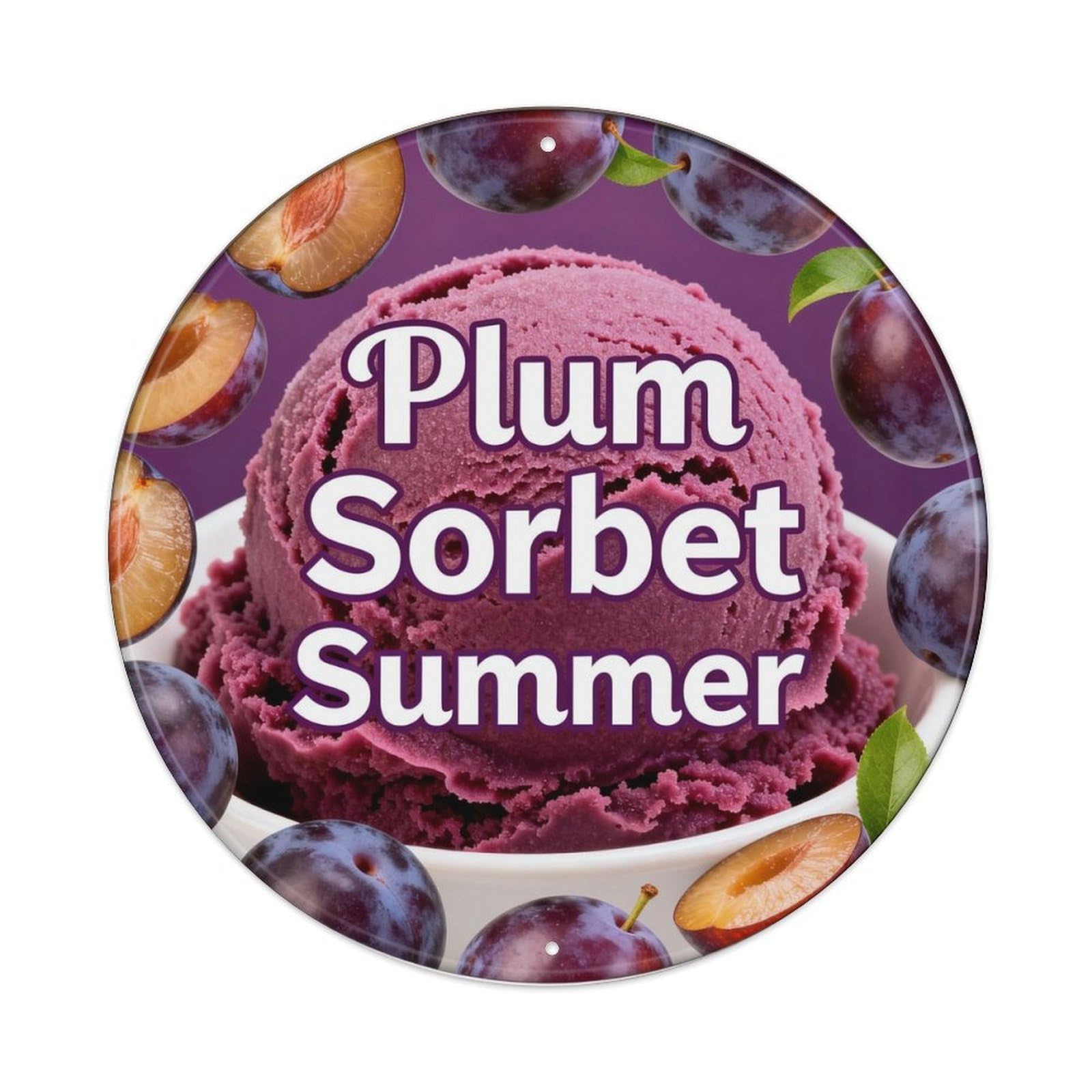 Plum Sorbet Summer Metal Tin Sign Plaque