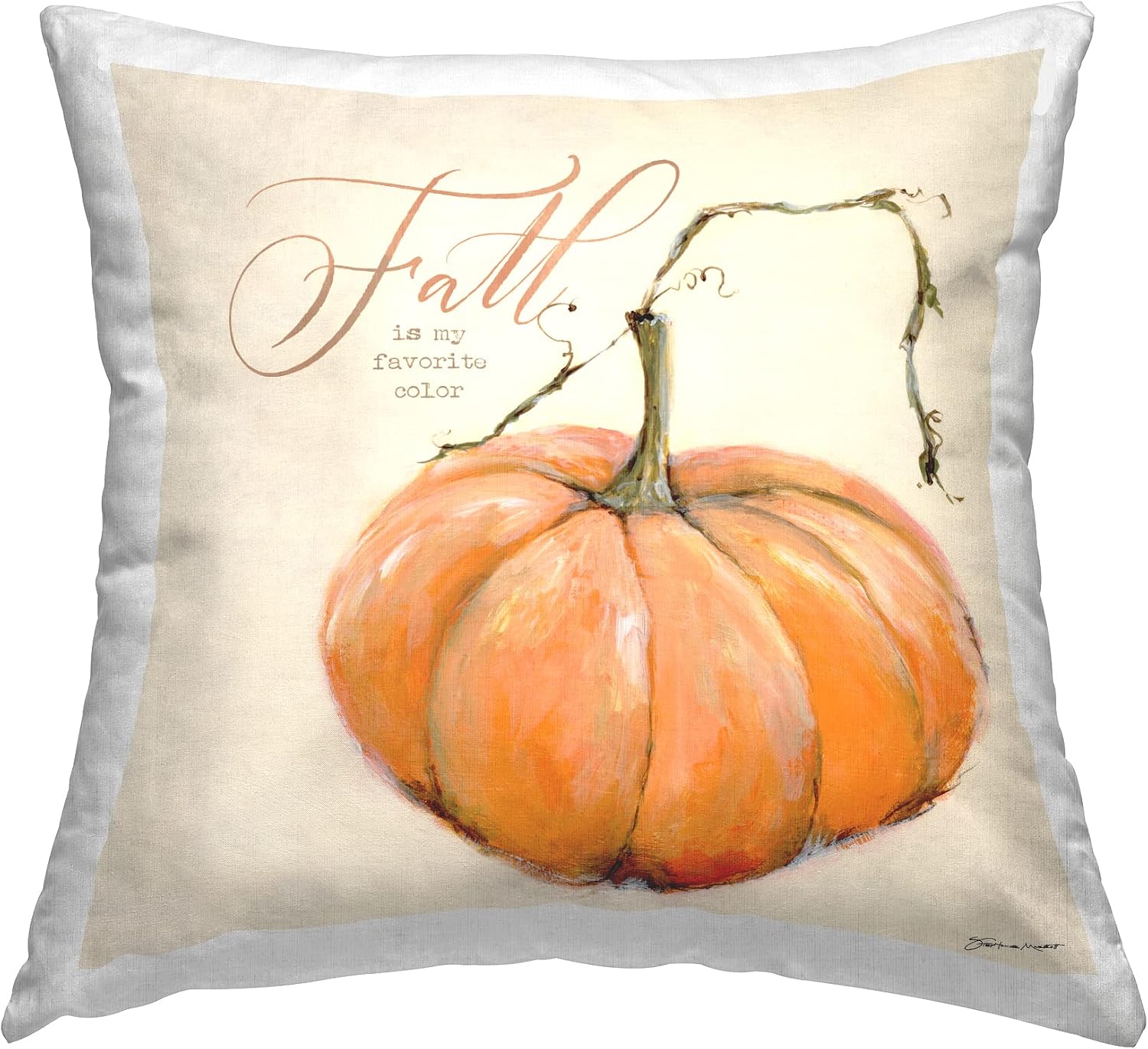 Stupell Industries Fall is My Favorite Color Orange Pumpkin Seasonal Word Design by Stephanie Workman Marrott Pillow, 18 x 18