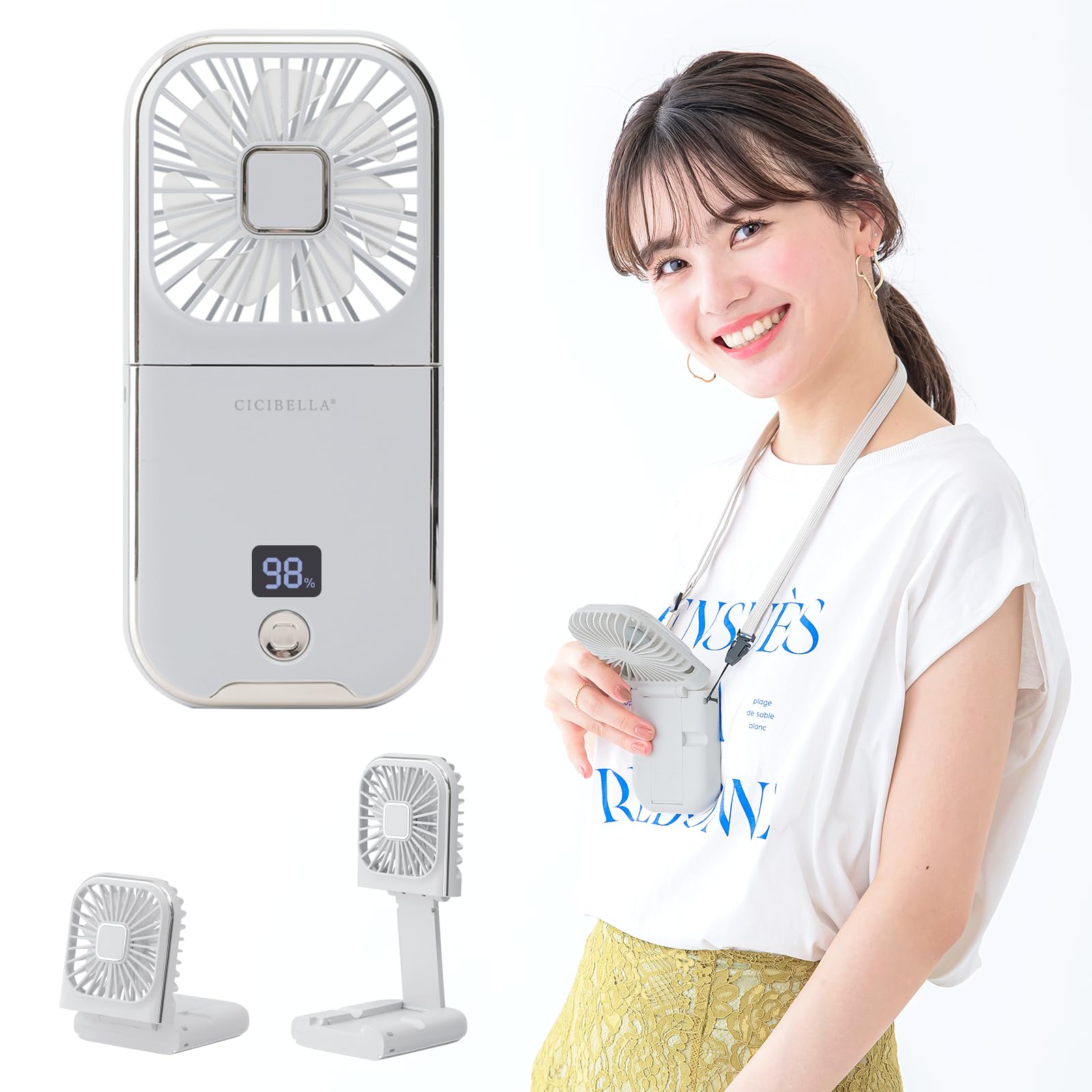 Amazon | 携帯扇風機 ハンディファン 180°折りたたみ 4段階風量