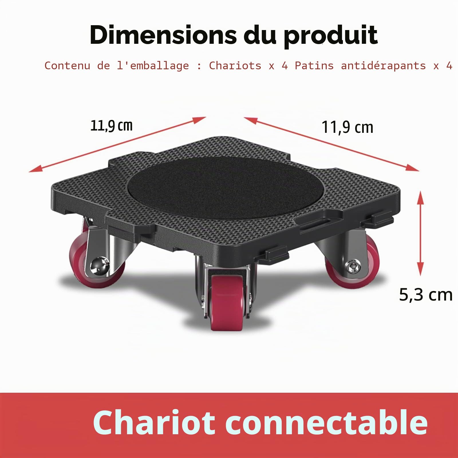 ONEON Kit Déplace Meuble avec Roulettes-Pack supp. Connect Dolly 4pcs