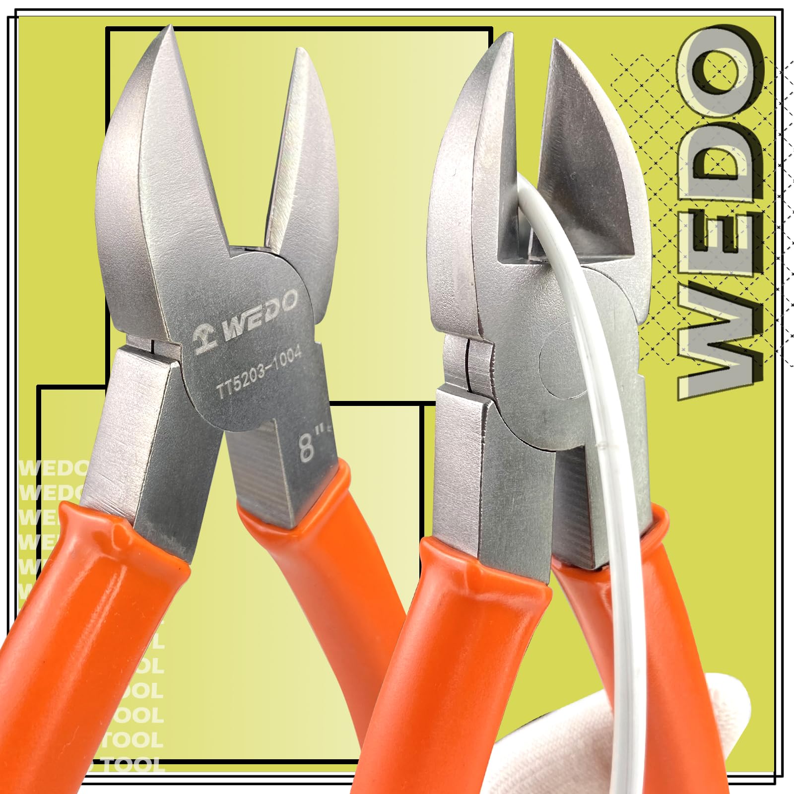 WEDO Titan Diagnol - Alicates de corte, cortador de cables, ligeros, no magnéticos, resistentes a la corrosión, 200 mm de longitud