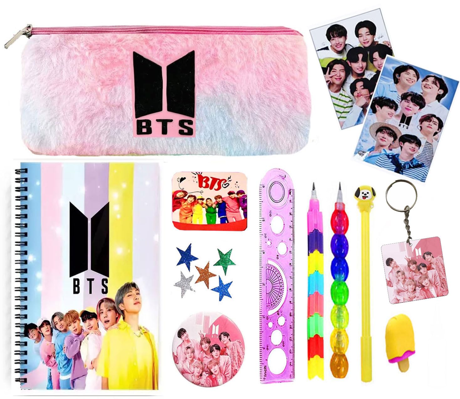 KOBBET® 14pcs BTS Stationery Set for Girls, BTS Fur Pouch, Diary All BTS Stationery for Girls, Party Favor Gift Set, Return Gift, Rakshabandhan Gift Set for Girls BTS Stationery (A5 spiral diary, 003) (B0CBMQV7MG) Amazon Price History, Amazon Price Tracker