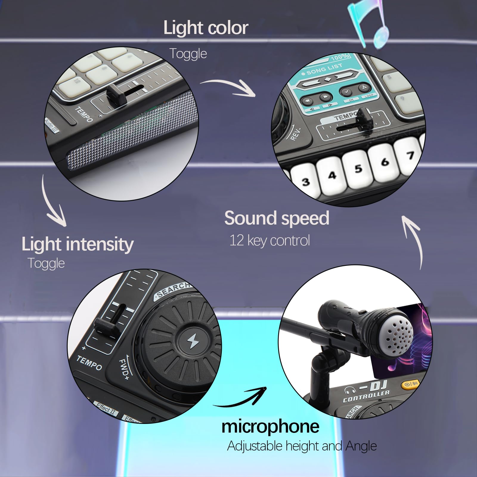 Le mixeur DJ et le lecteur de disques pour enfants peuvent être connectés au microphone Bluetooth