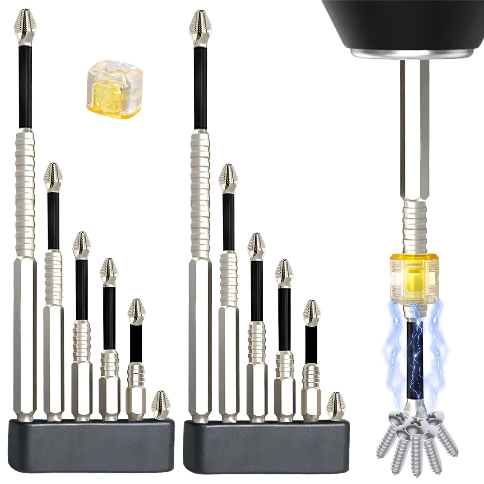 High Magnetic Screwdriver Drill Bit Set, 12Pcs Magfixer New K5 Impact Resistant Non Slip Bit, Magnetic Screwdriver Bits, Electric Screwdriver Set, 25