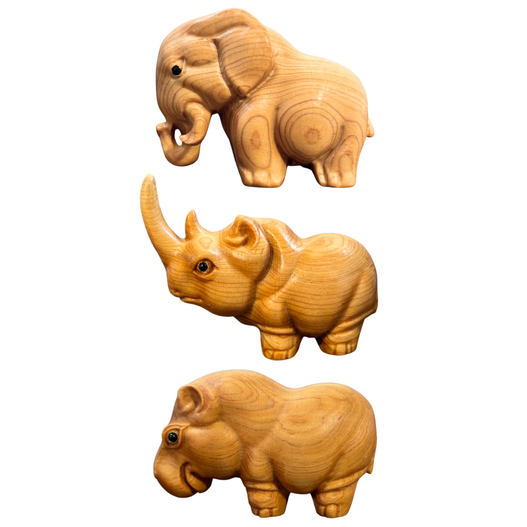 Amazon.co.jp: tonra サイ カバ ゾウ インテリア 雑貨 ミニ 動物 木製