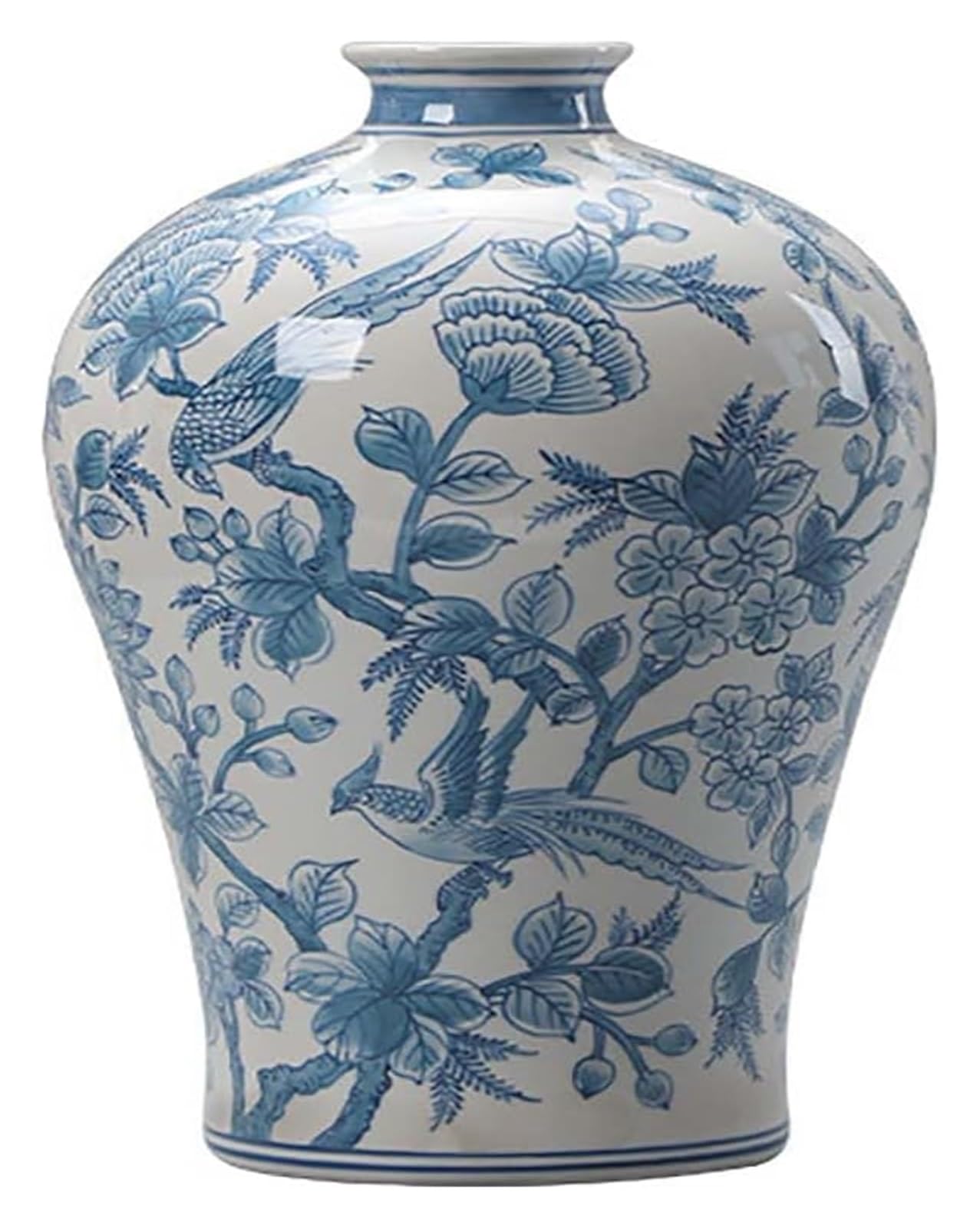 SnamicE Vase Tabletop Porcelain Vase Chinese Style Living Room Floor-Standing Ceramic Flower Arrangement,Painted Butterfly