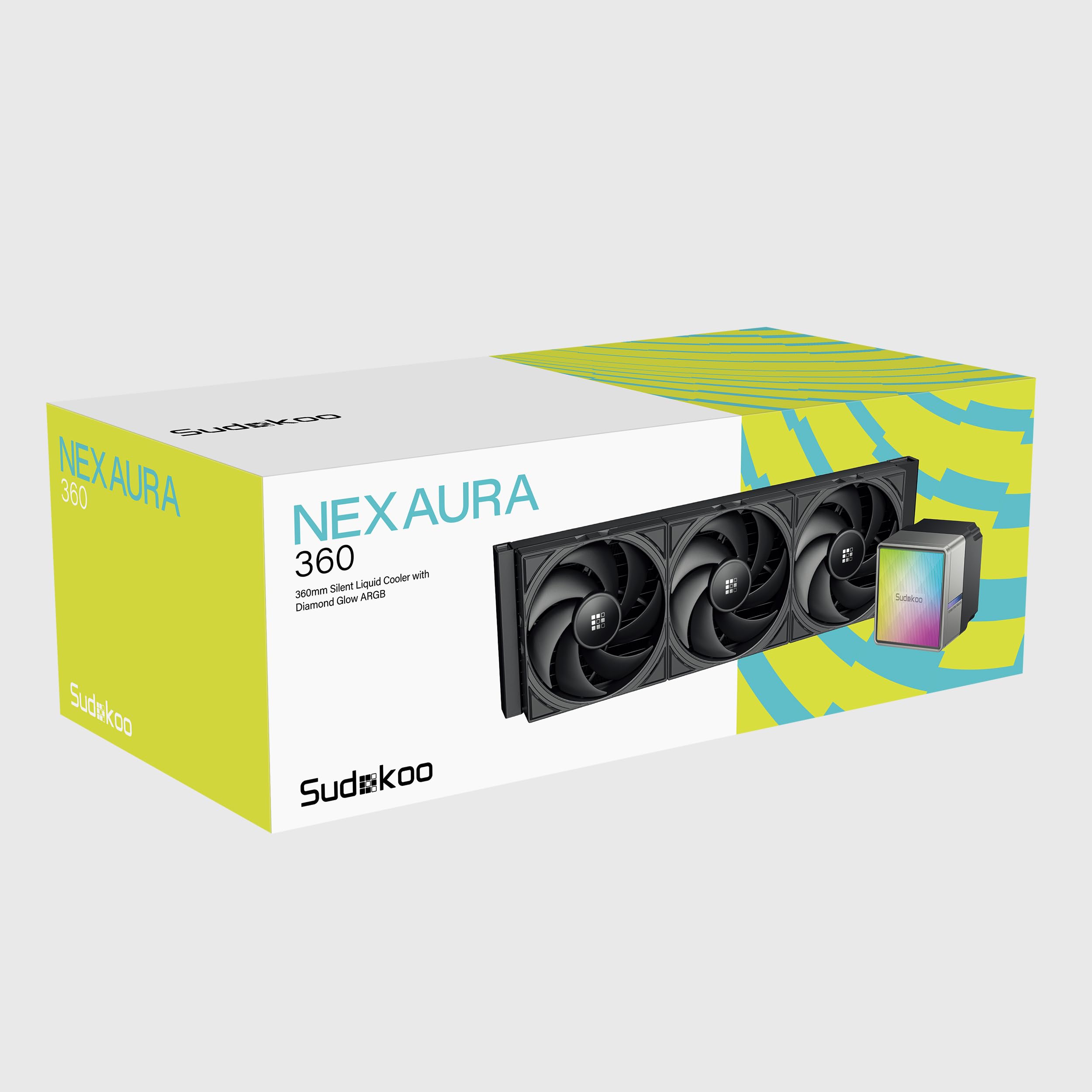 Sudokoo NEXAURA 360 Refroidisseur Liquide de CPU, Watercooling avec Pompe PWM, Tête de Pompe ARGB, TDP 300W, Ventilateurs FDB, Intel LGA 1851/1700/1200/115X AMD AM5/AM4