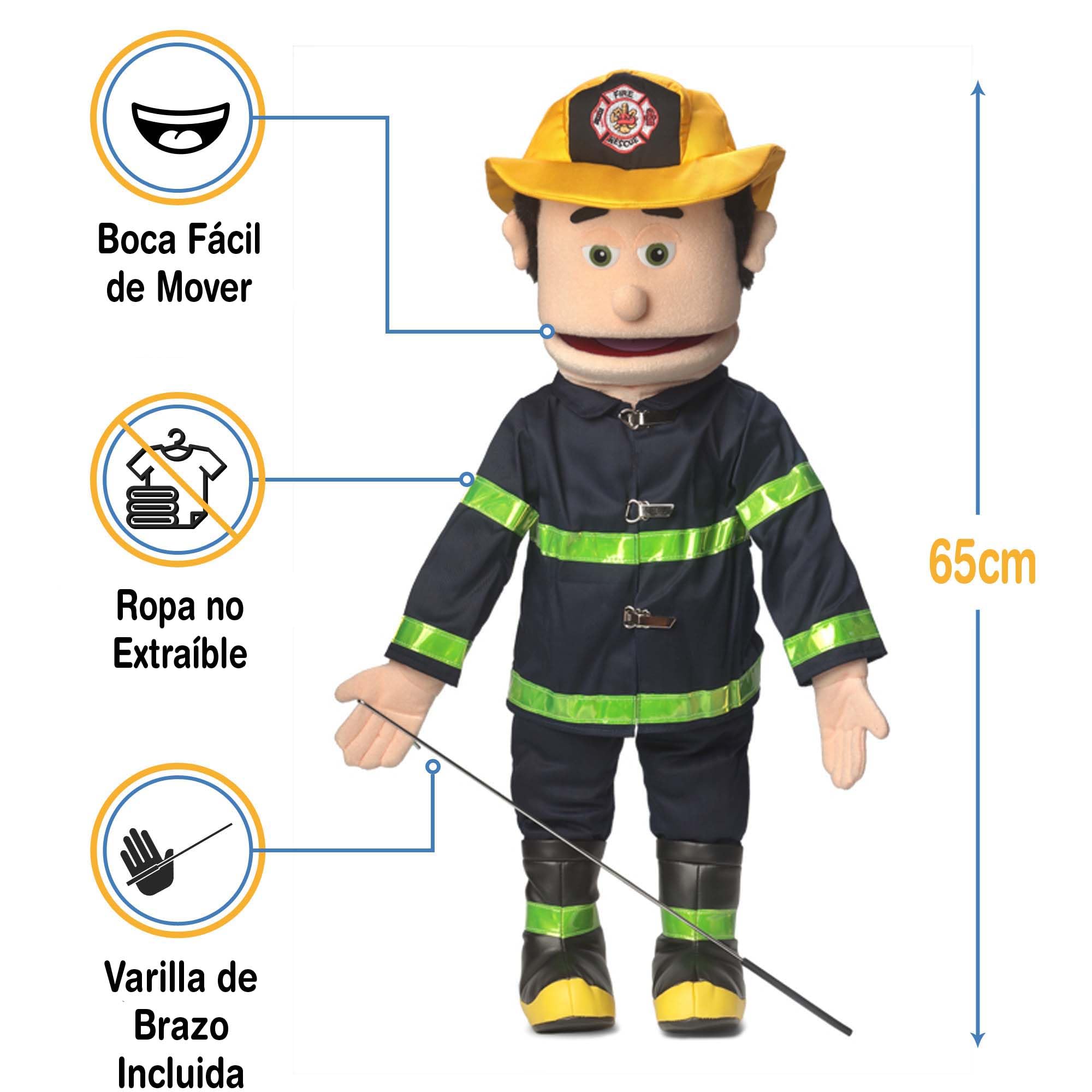 25 Caucasian Fireman Full Body Puppet by Silly Puppets