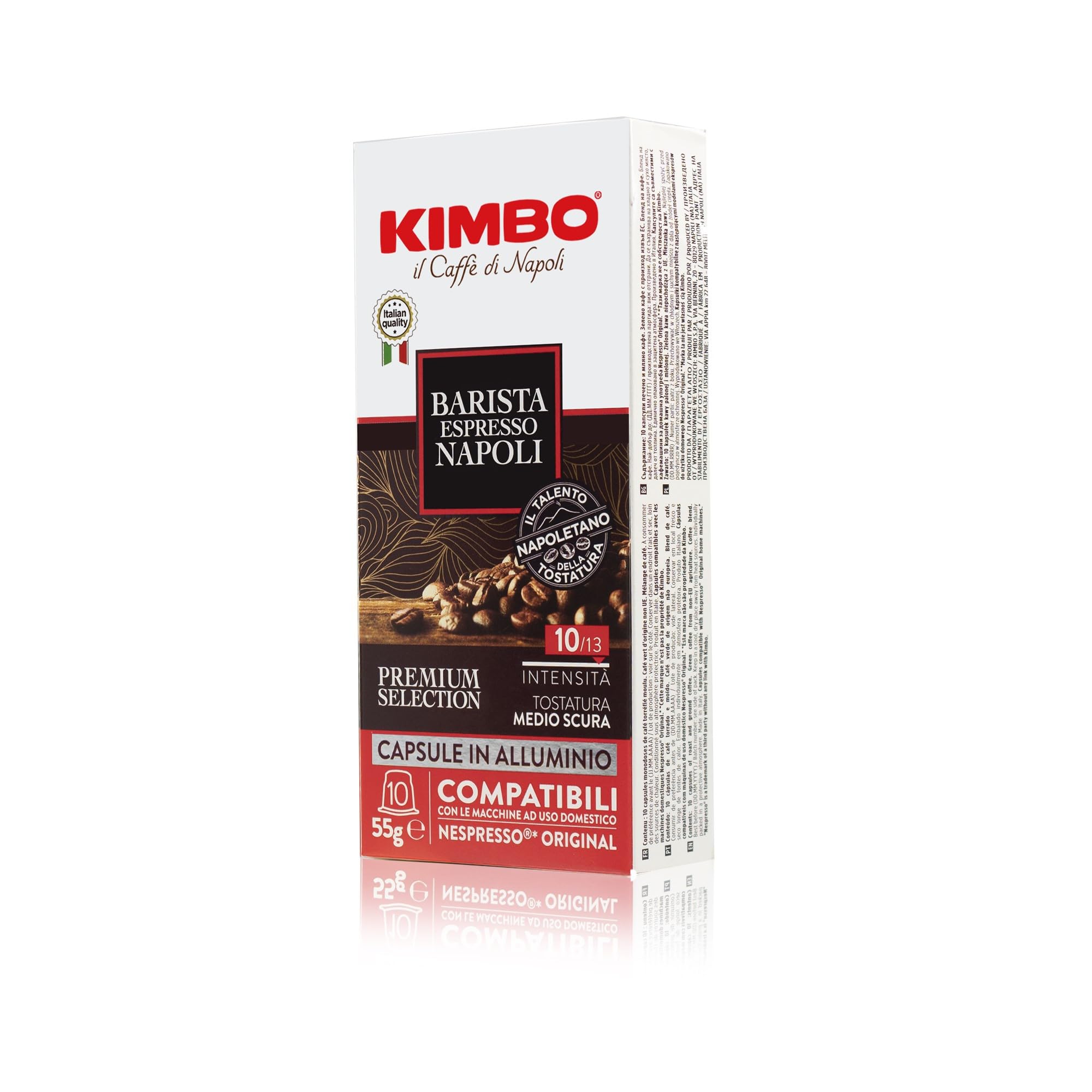 Kimbo Barista Espresso Napoli - Cápsulas de Aluminio Compatible nespresso Original -10 Paquetes De 10 Cápsulas | Compatible con máquinas originales Nespresso, cápsulas de aluminio, fabricadas en Italia, intensidad 10/13