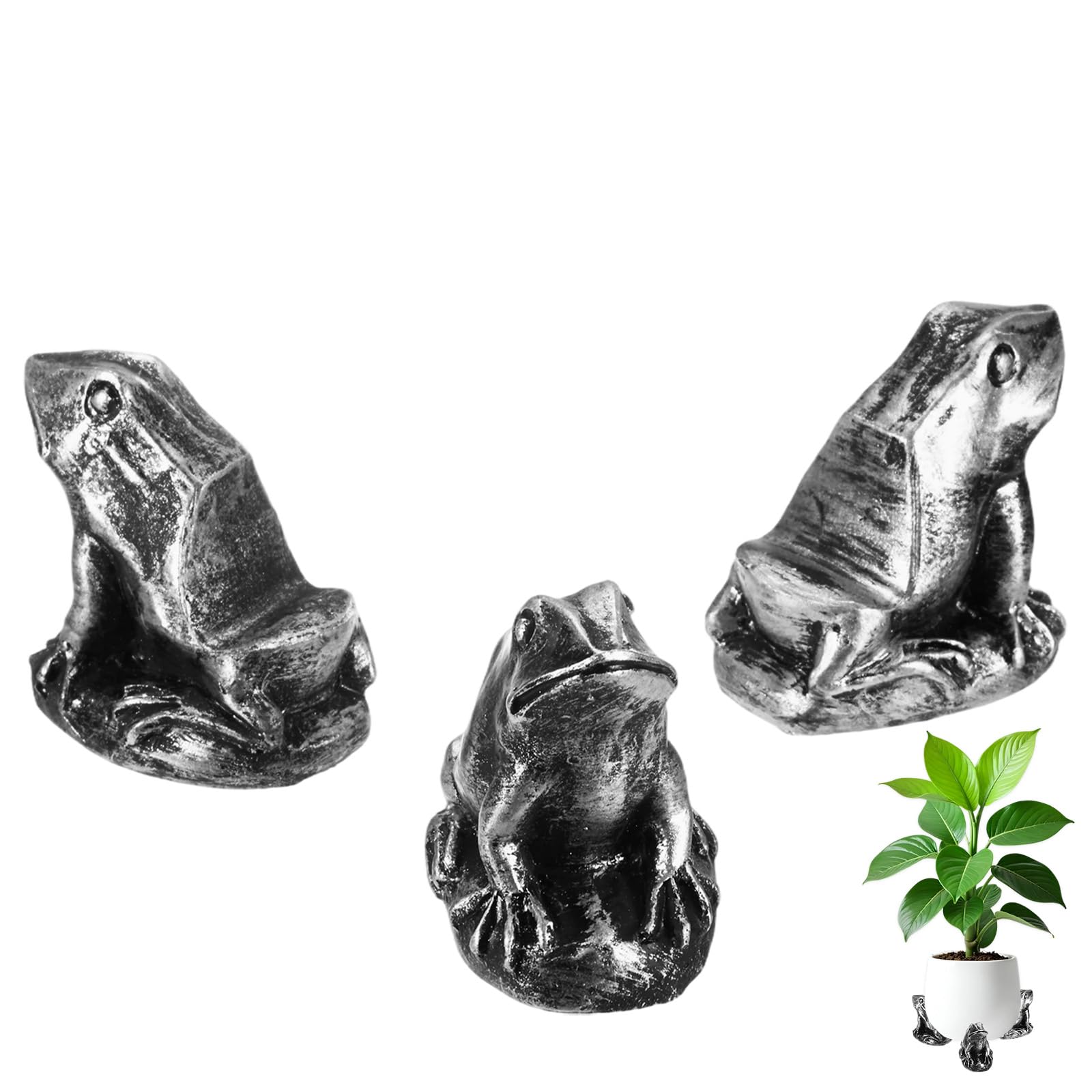 Supports de plantes grenouille M METERXITY en résine noire pour pot de fleur intérieur lot de 3