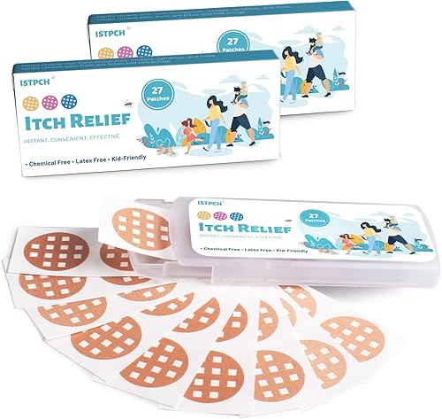 Istpch Parches para aliviar las mordeduras, 54 parches adhesivos naturales para aliviar la picazón, efecto instantáneo, reduce la picazón y la