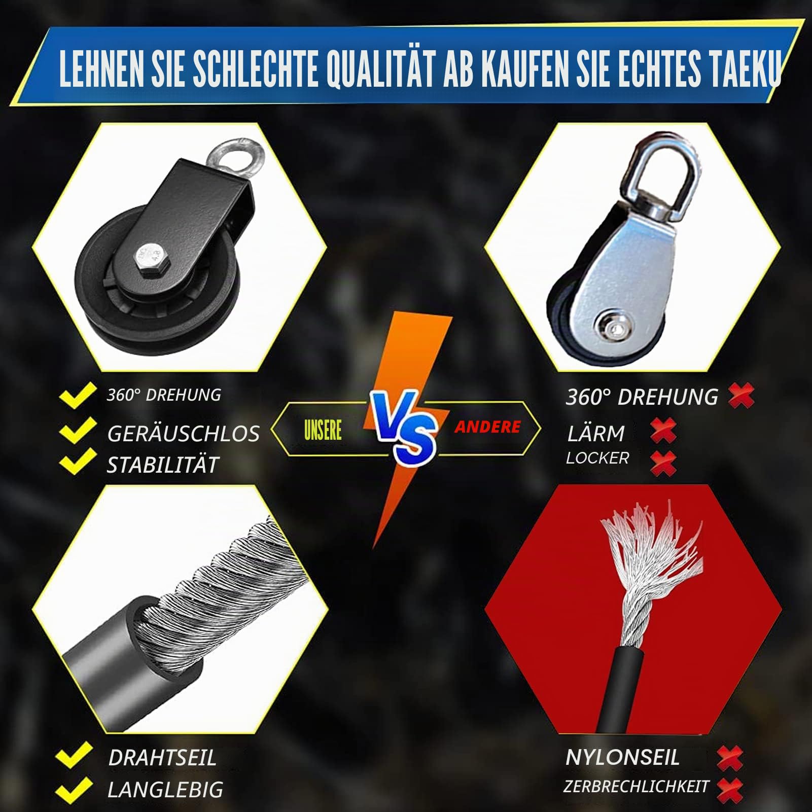Taeku Kabelzug Fitnessgerät für Zuhause – Latzug & Trizeps Seilzug Trainer mit Riemenscheibe, Unterarmtrainer & Gewichtsstift, DIY Krafttraining Kabelmaschine für Rücken Schultern (2,5M Kabel)