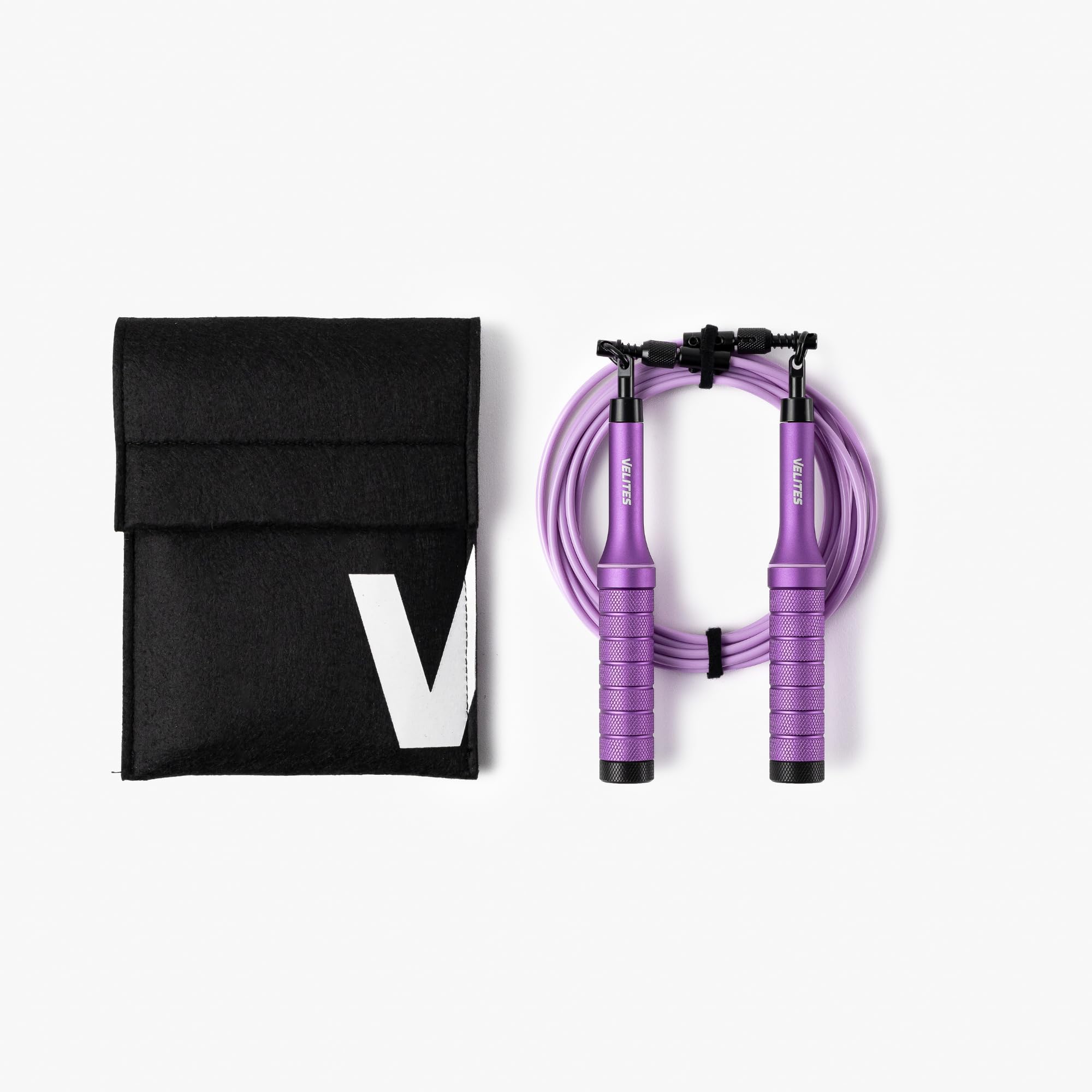 Velites Earth 2.0 Corda per saltare in alluminio aereo | Purple | Sistema avanzato con cuscinetti e cavo da 4 mm | Personalizzabile con pesi | App di allenamento inclusa