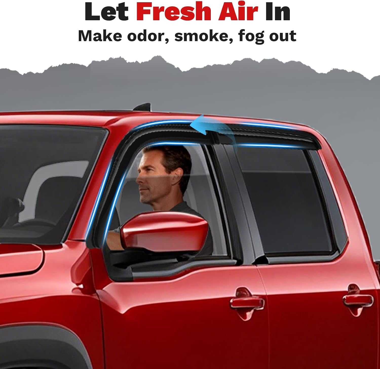 Canvcle Frontier Rain Guards - Window Visors for Nissan Frontier Crew Cab 2022-2025 2026, Outside-Mount Tape-On Side Window Wind Deflectors for Frontier Accessories, Vent Visors Shades Rainproof 4PCS