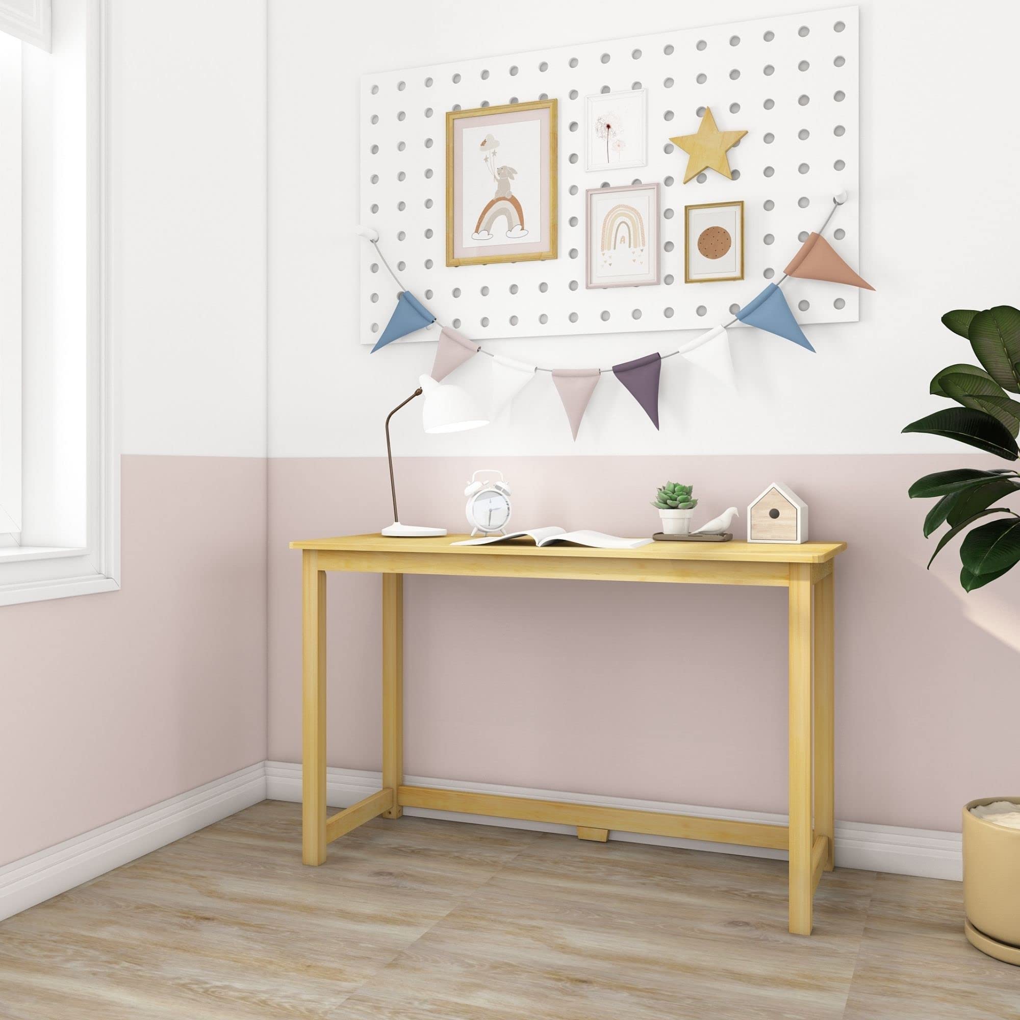 Amazon | Max & Lily 木製デスク 47インチ ナチュラル | 机 | 文房具