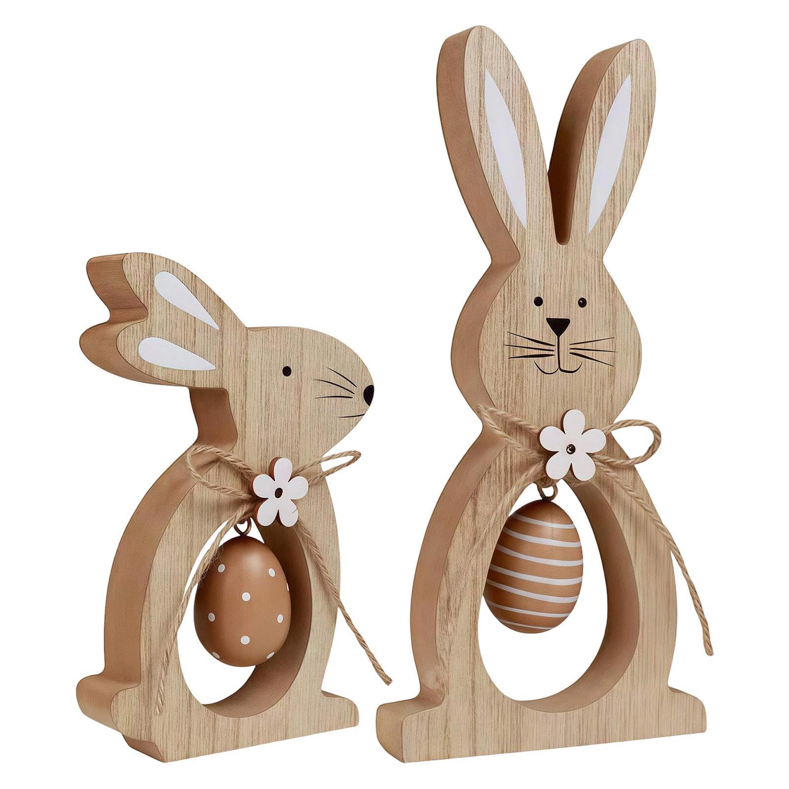 Ornement saisonnier lapin de Pâques en bois au design artisanal et finitions premium