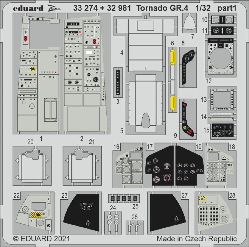 Tornado GR.4 Intérieur 1/32 Eduard 32981 amélioration cockpit Italeri