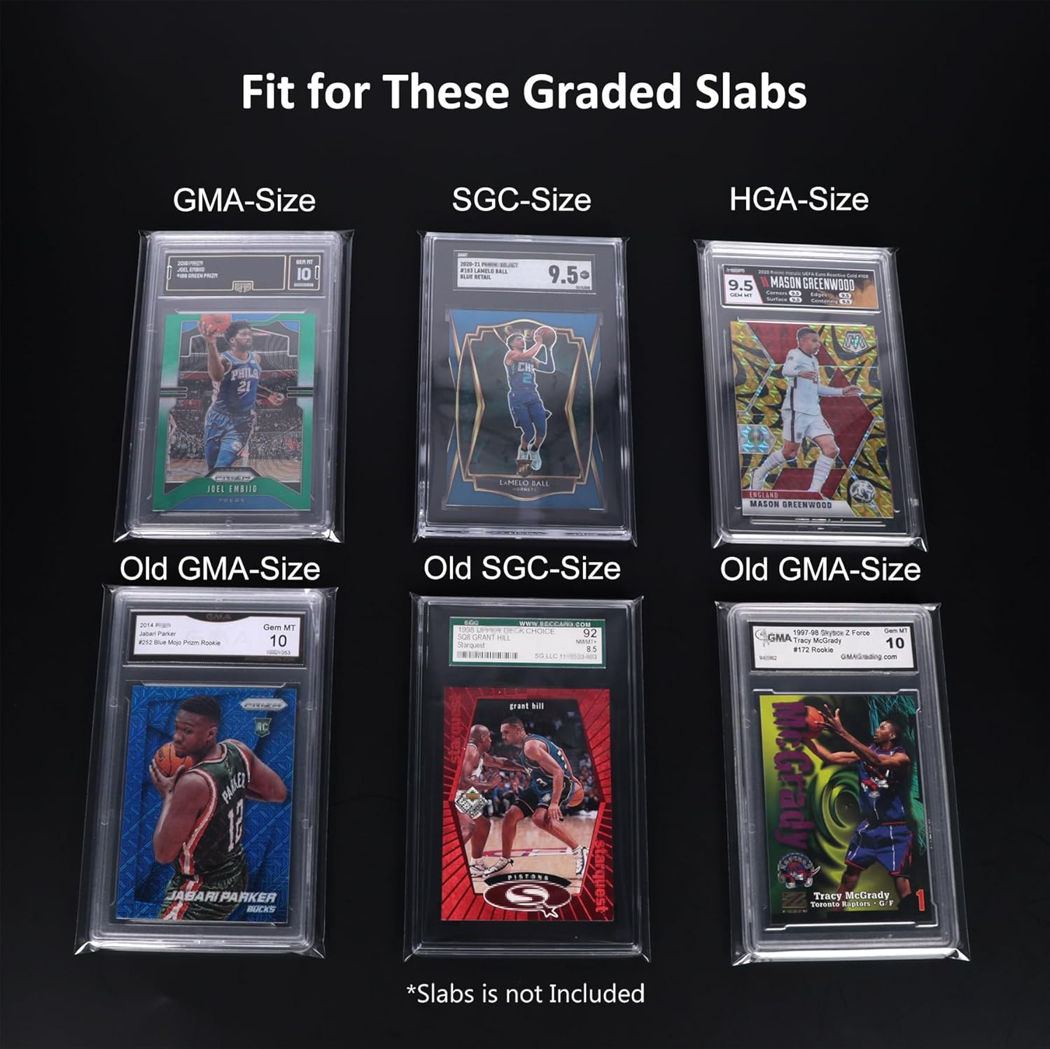 GrinOwl Graded Card Sleeves for SGC Slabs, Exact Fit Resealable Sleeves for SGC, HGA and GMA-Sized Slabs (600 Count)