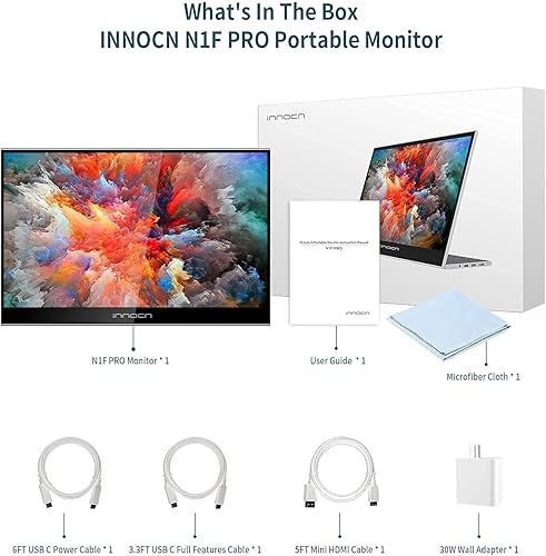 Vista 6 de INNOCN Monitor portátil para computadora portátil, pantalla táctil de 15.6 pulgadas, 1080P, HDMI, USB C, pantalla externa de computadora, ultra