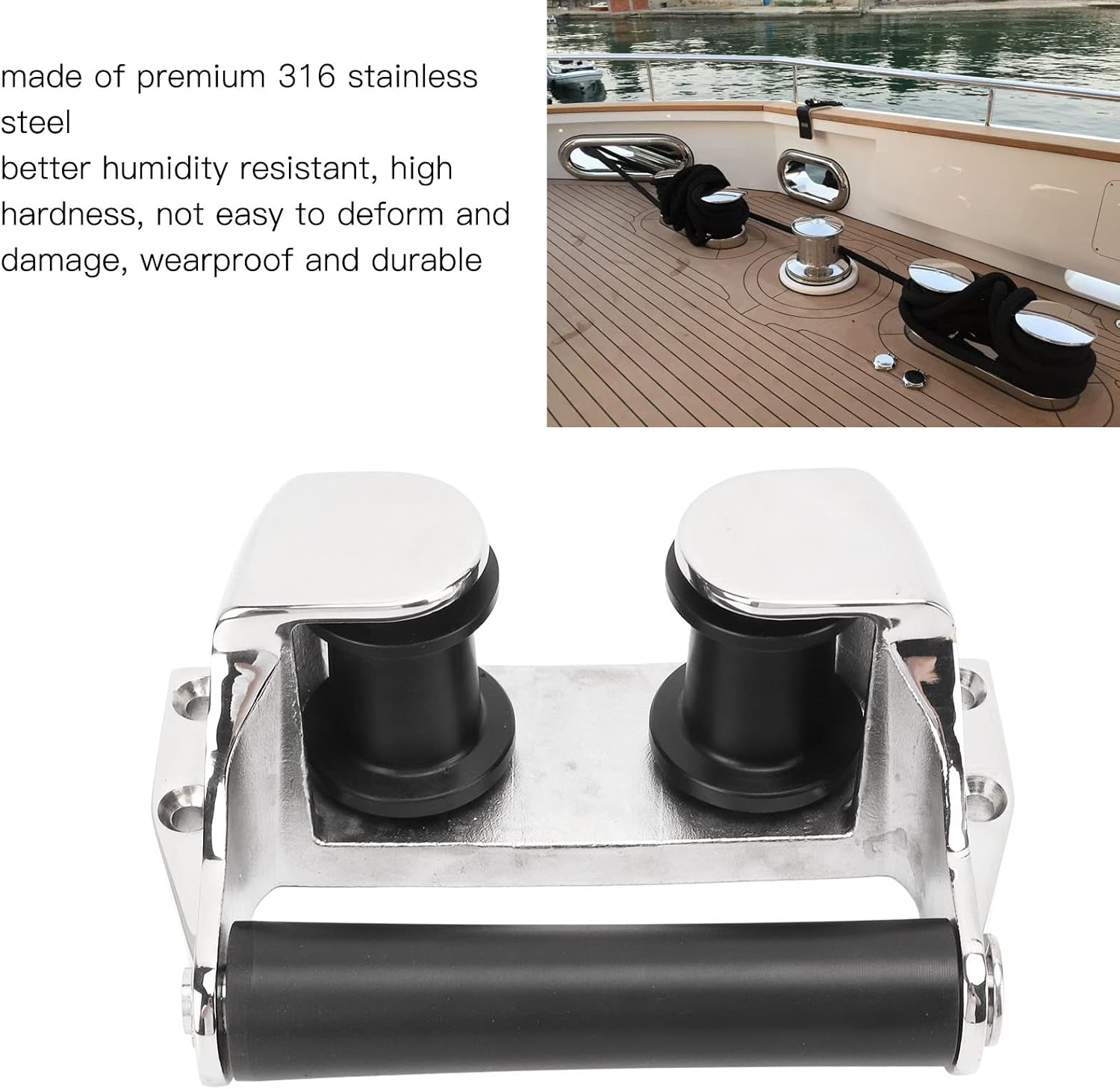 Brilluxa Bow Fairlead Roller, 316 Stainless Steel Boat Anchor Roller Cleat Bollard Chock, Marine Towing Winch Fairlead Hardware for Boat Deck Anchor Fitting Accessories