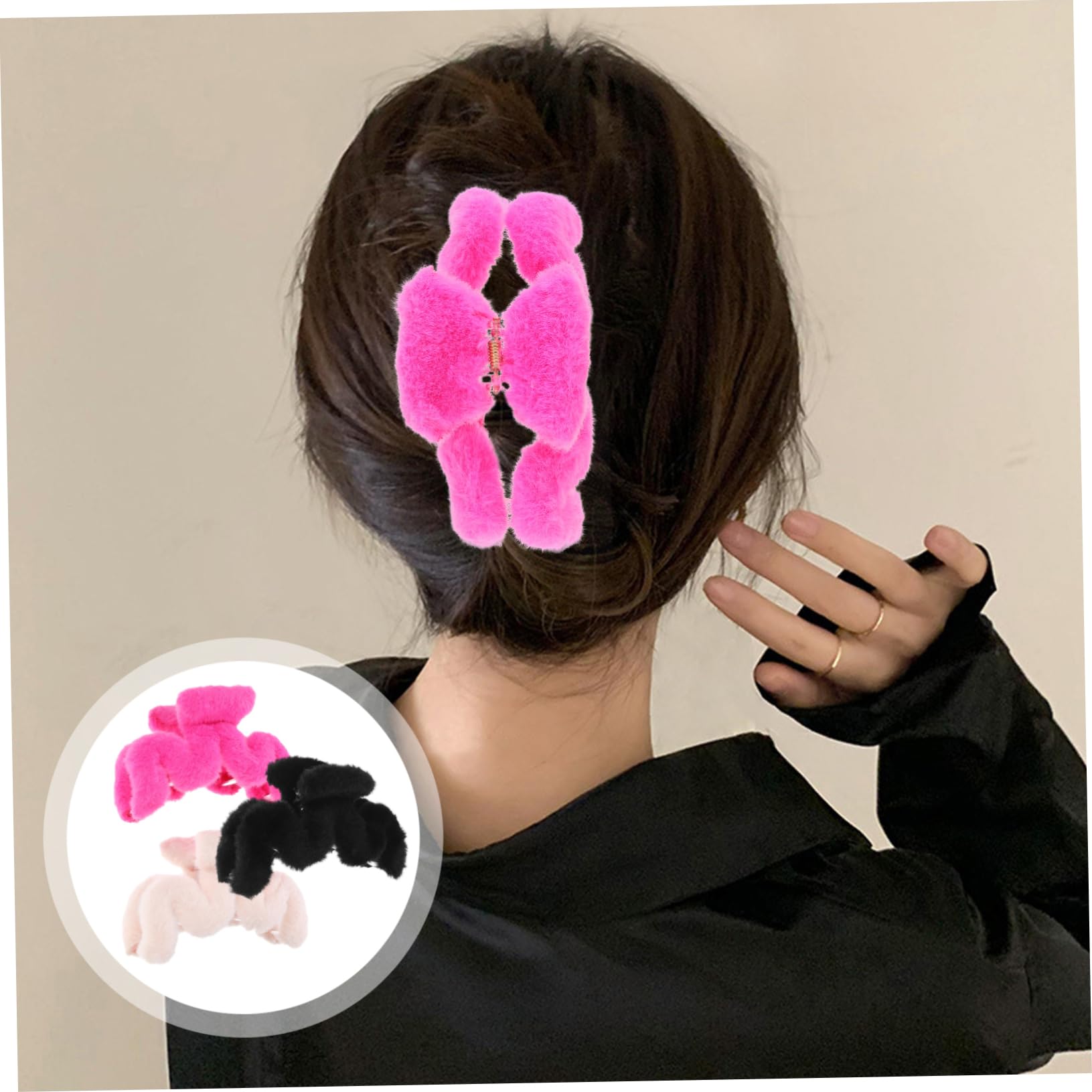 Healeved 15stücke Plüsch Haarklammern Für Flauschige Clips Und Schwarz Stylische Haaraccessoires Für Trendige Hochsteckfrisuren Und