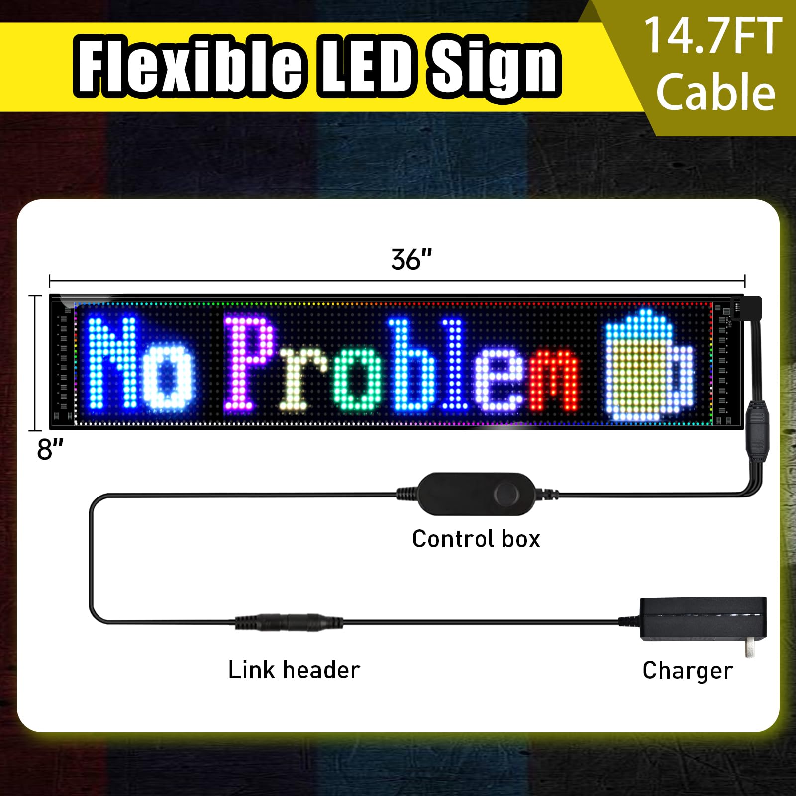 Panneau LED Programmable 91,4 X ? Cm | Affichage Message Défilant Bluetooth | Pour Publicité Intérieure, Magasins