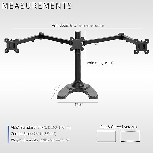 Miniatura 3 de VIVO STAND-V103F STAND-V103F - Soporte de escritorio independiente LED LCD de 23 a 32 pulgadas, soporte para computadora VESA articulado resistente,