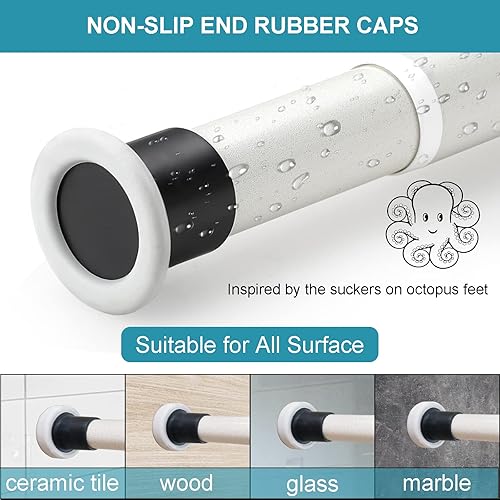 Miniatura 4 de Oxdigi Cortinero de tensión para ducha. Cortinero pequeño ajustable. No necesita perforación. Para baño, decoración en interiores, negro.