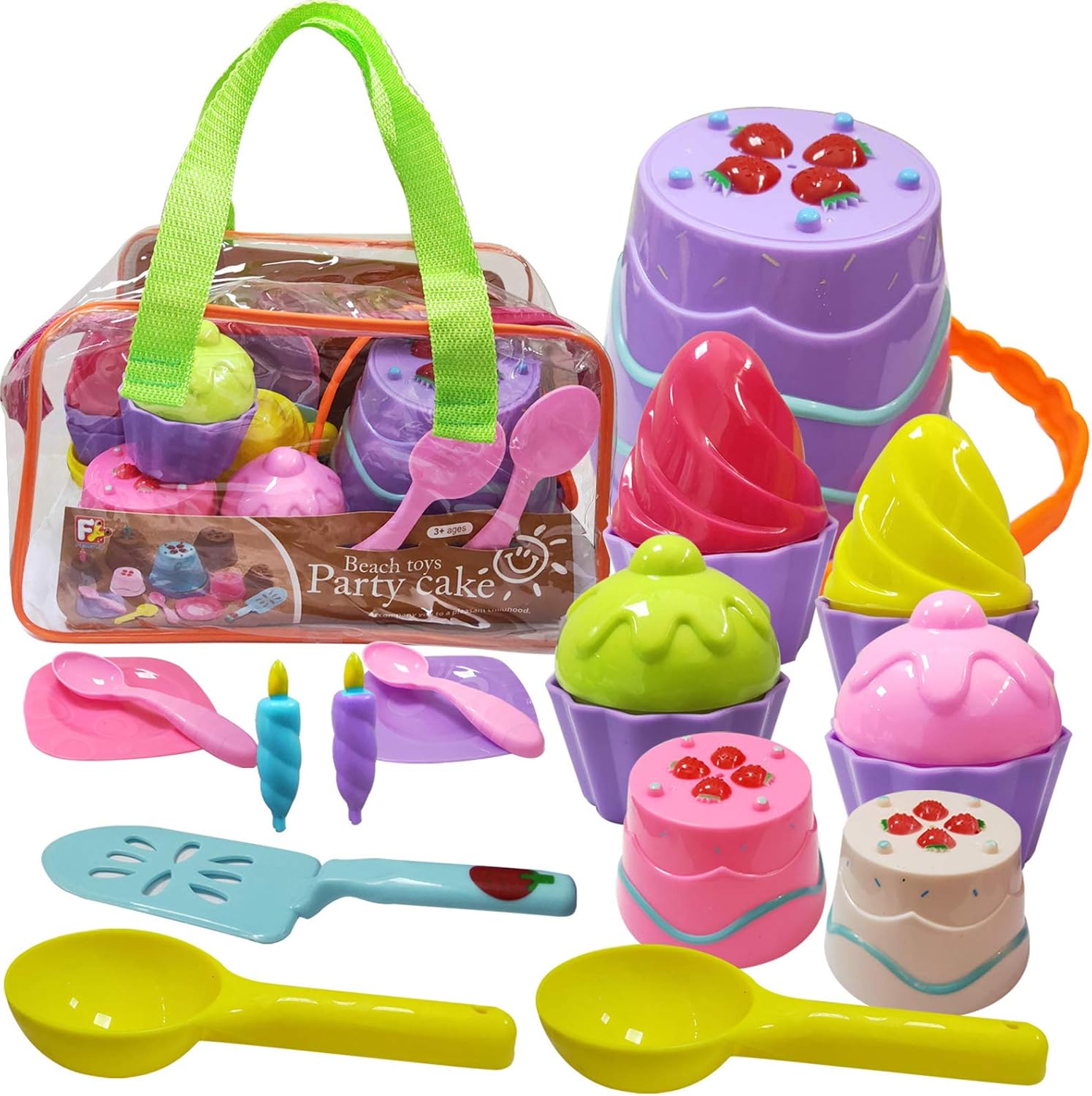 Hymaz Kids Beach Toys Set with Bucket Pail and Spade - Cake Ice Cream Sandbox Mold Set for Kids & Toddlers Ages 2,3,4,5,6,7,8,9 : Toys & Games
