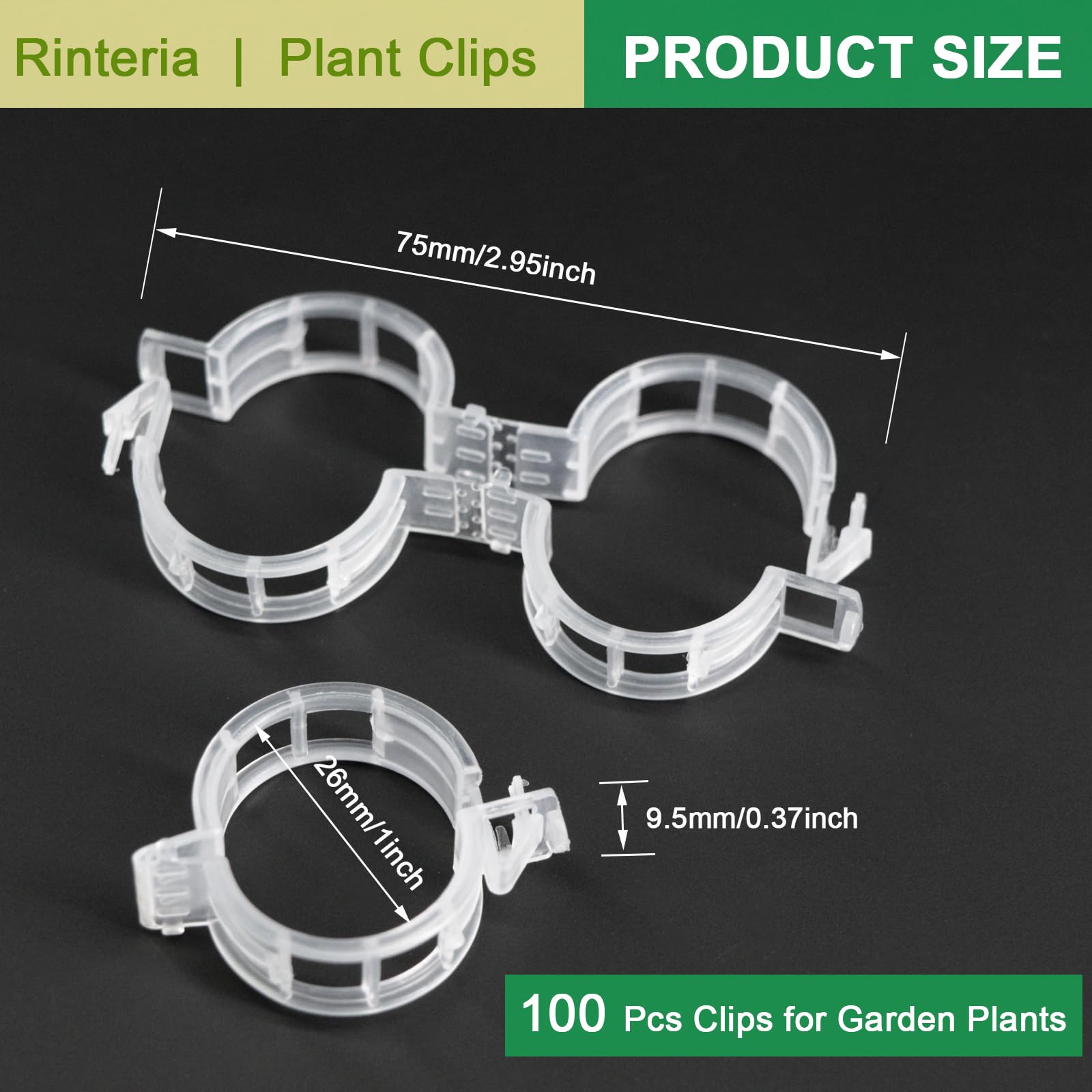 Tomatenklammern für Kletterpflanzen, 100 Stück, Pflanzenstützclips & Gartenclips für Gemüse, Rebe, transparent, wiederverwendbar, Kunststoff, Pflanzenclips für drinnen und draußen,