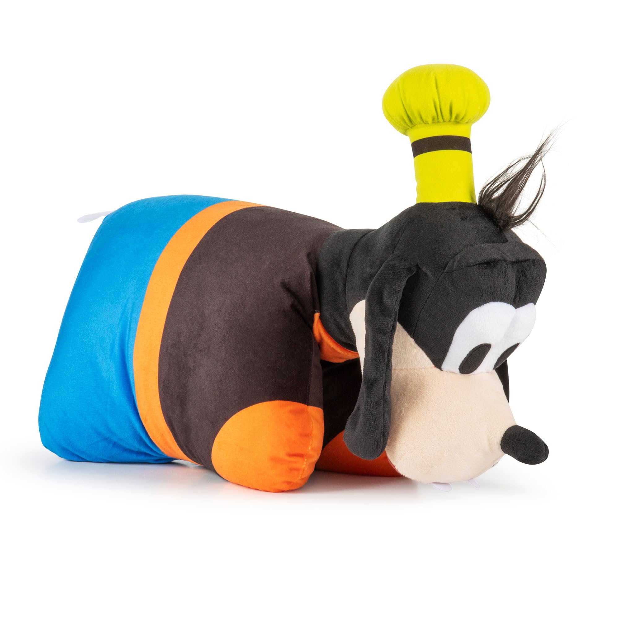 Disney Mickey and Friends Goofy 2-in-1 Plush Pillow Pal - Ultra Soft Multipurpose Cushion with Strap Closure, Huggable Plushie for Kids’ Bedroom, Trip, and Sleepovers