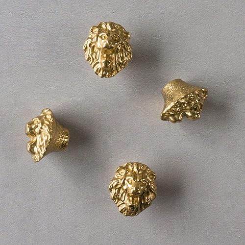 Miniatura 4 de Wwxuanke - Pomo de puerta de león, perilla de león de latón, puerta de un solo agujero, perilla de puerta creativa de cabeza de león de animal,