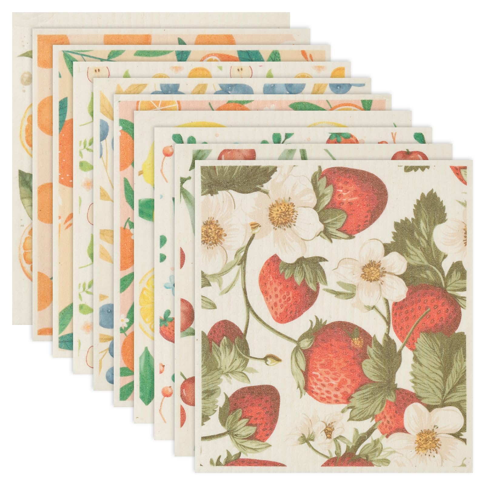 10Pcs Swedish Dishcloths for Kitchen, Reusable Sponge Cleaning Cloths Absorbent Dish Towel Washable Paper Towels Fast Drying Cleaning Wipes No Odor for Home Kitchen Counters(Style 1)