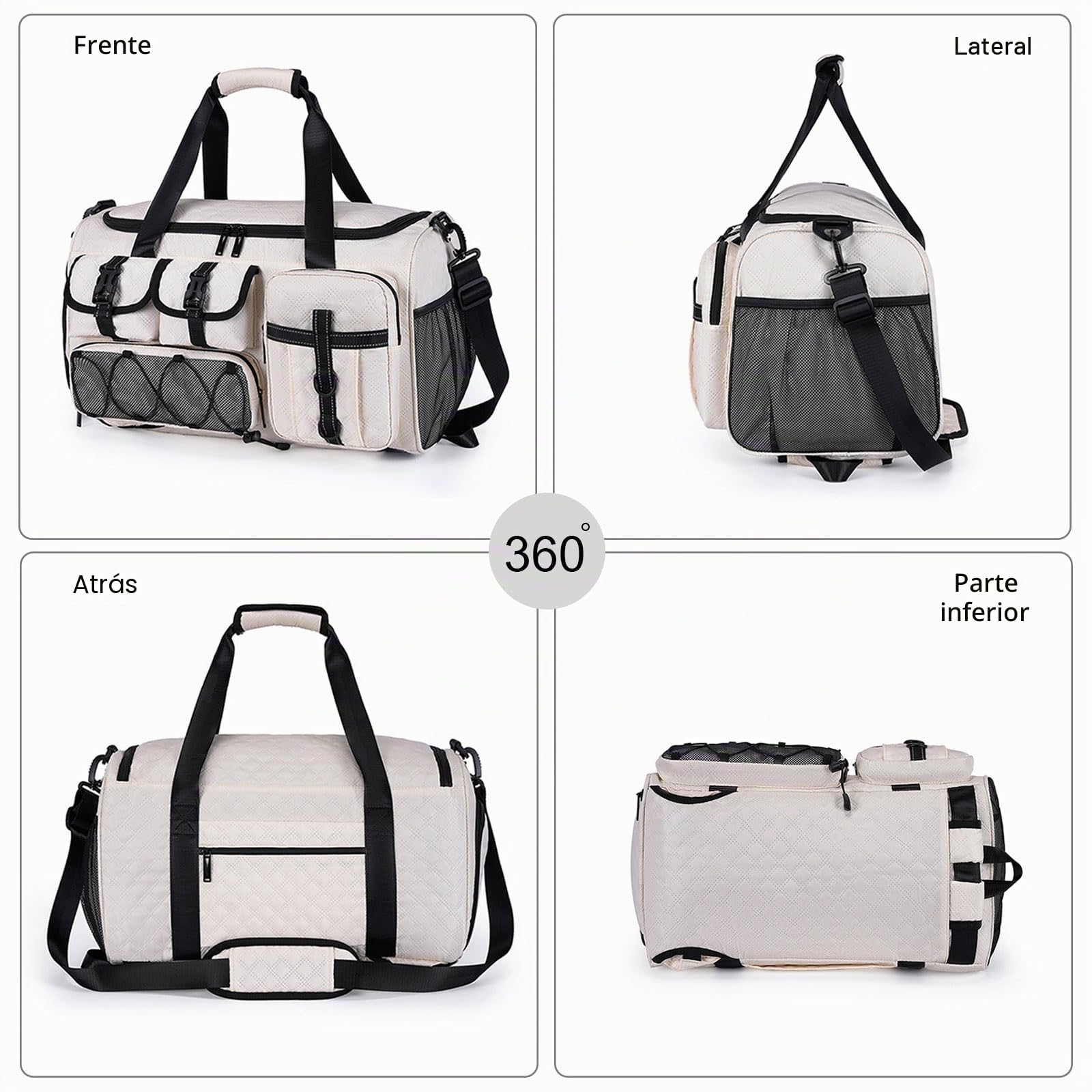 FANDARE 3 EN 1 Bolsa de Viaje para Mujer Mochila Viaje Hombre Bolsa de Deporte con Compartimento para Zapatos & Separación Seca y húmeda Bolsa Mano Equipaje Deporte Gimnasio Bolso de Hombro Verde