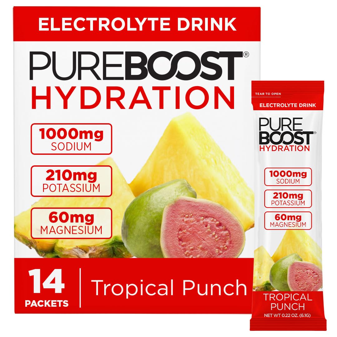 Pureboost Sugar-Free Electrolyte Hydration Packets, Tropical Punch 14ct
